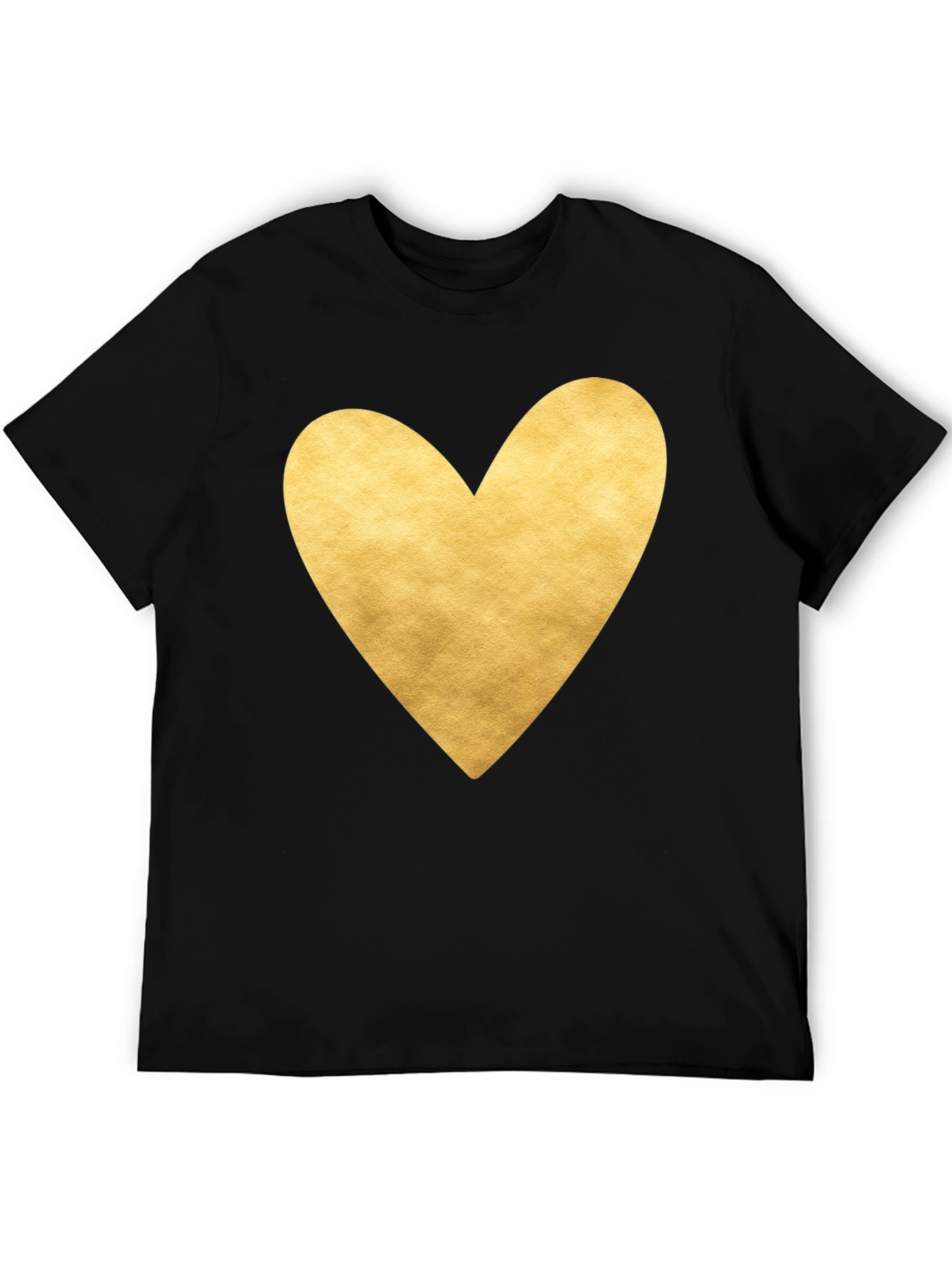 Heart Print T-Shirt - Black - Casual Tee