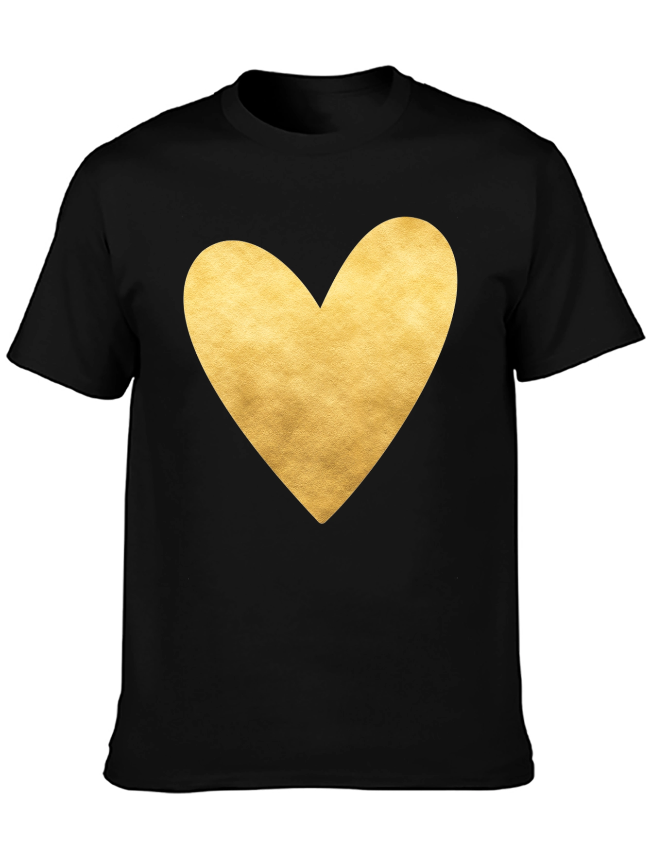 Heart Print T-Shirt - Black - Casual Tee