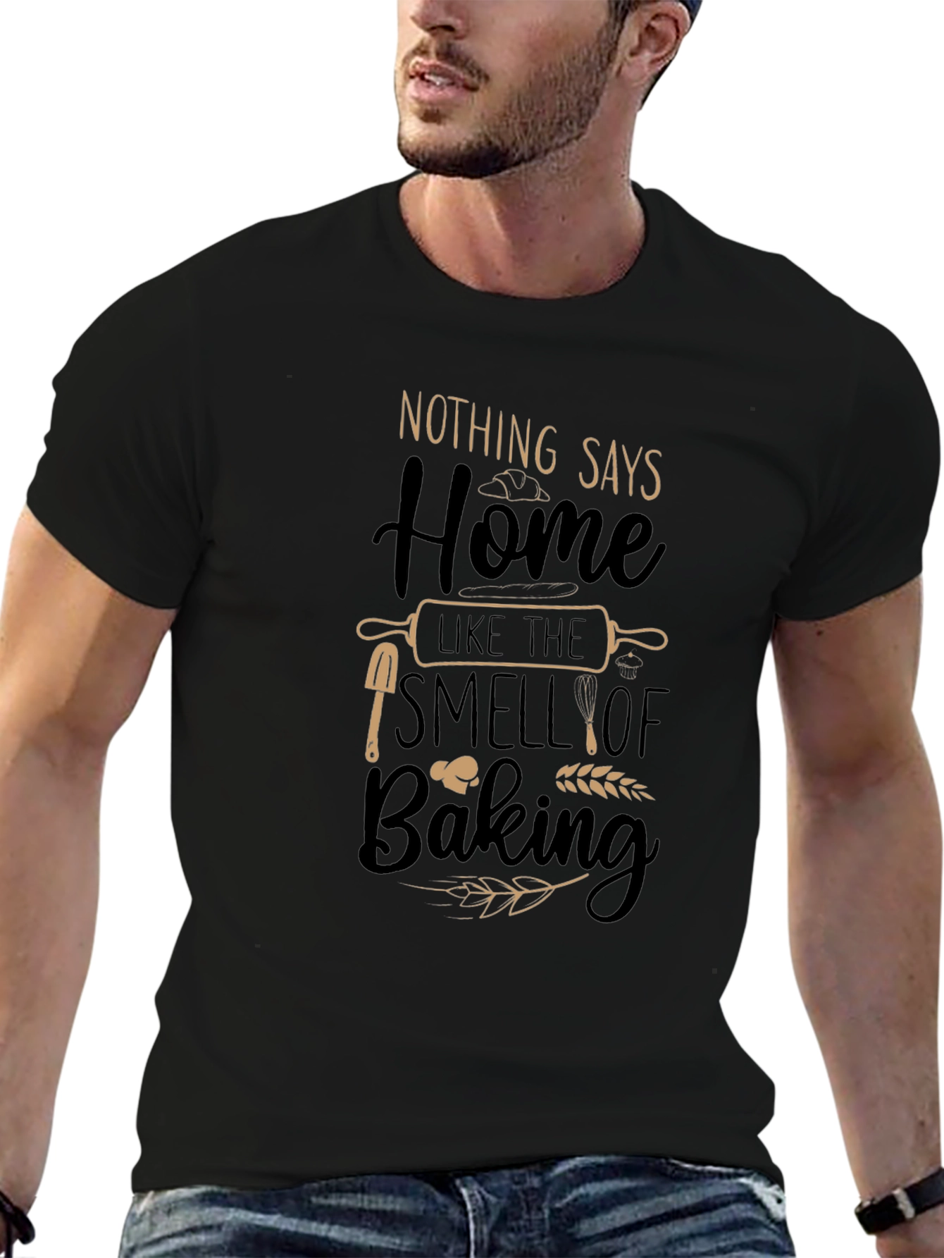 Baking Home Comforts Black Graphic T-Shirt