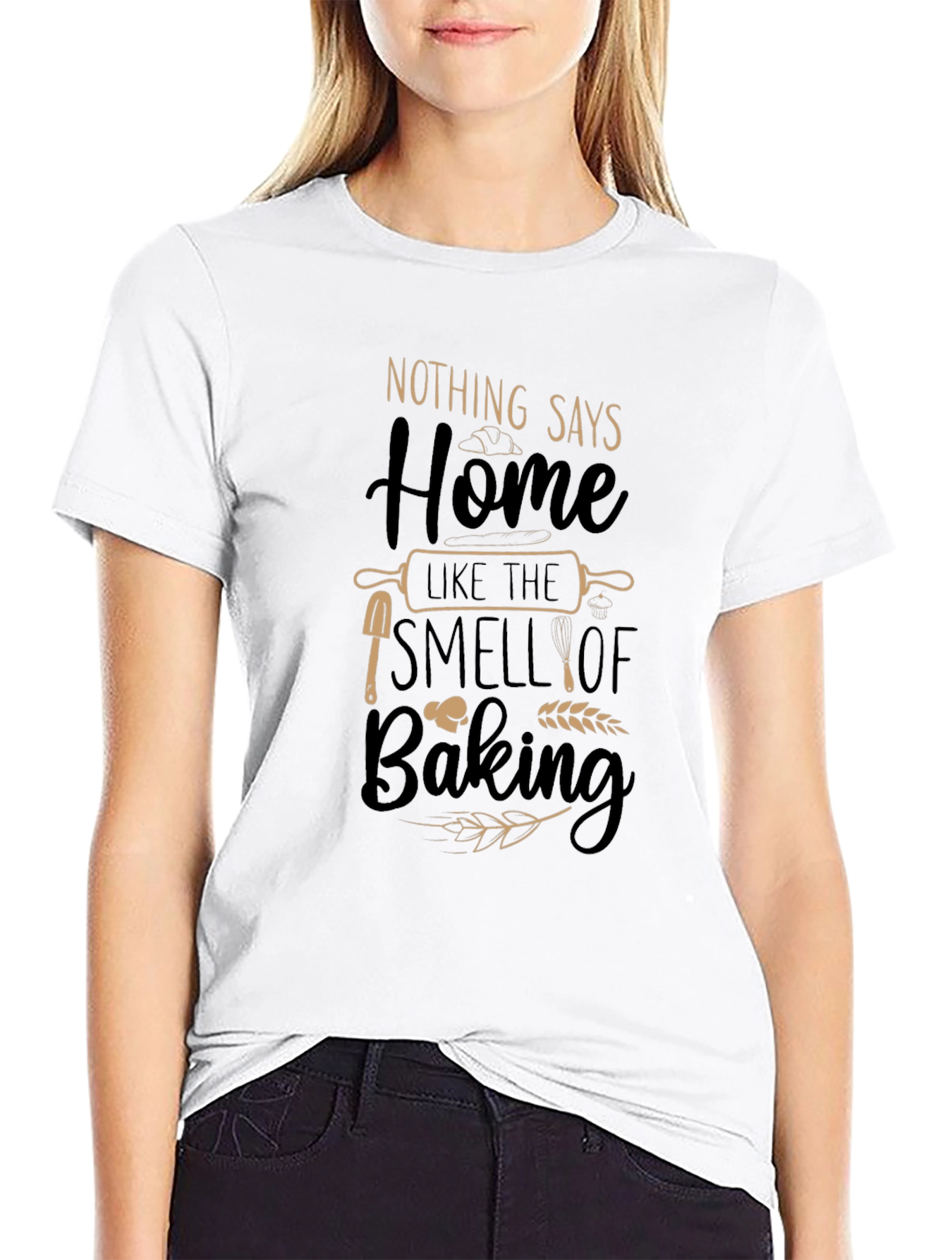 Baking Home Comforts Black Graphic T-Shirt