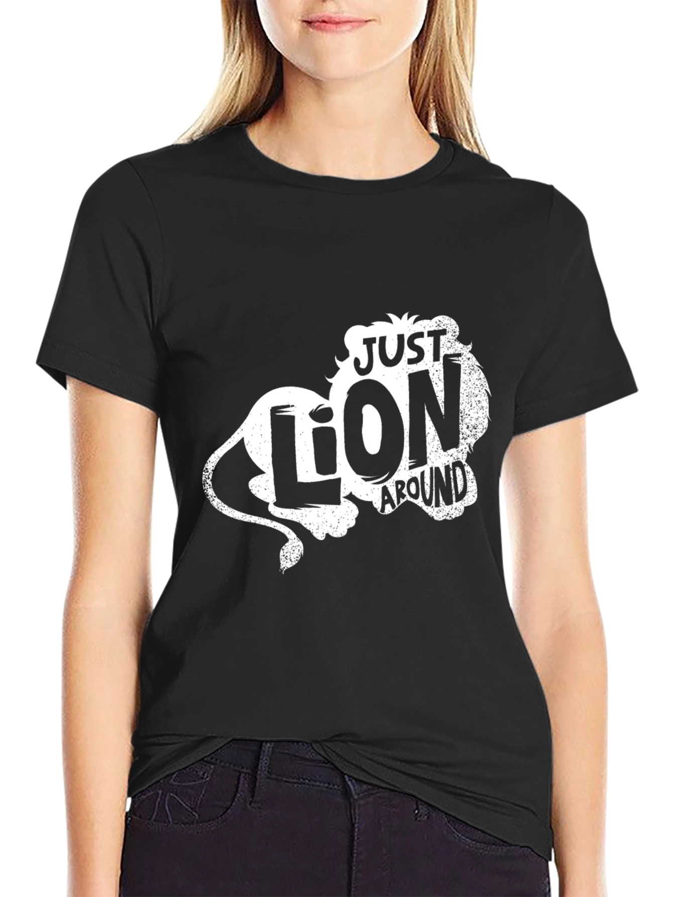 Just Lion Around Mens Black Graphic Tee