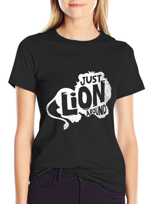 Just Lion Around Mens Black Graphic Tee