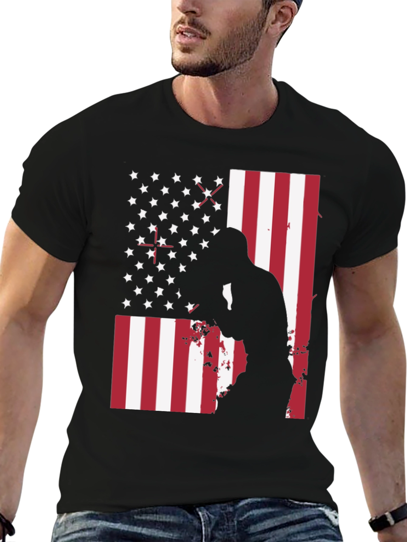 American Flag Boxer Graphic T-Shirt