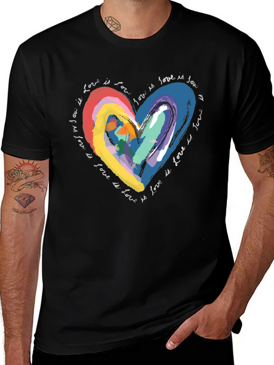 Rainbow Love Heart Graphic T-Shirt - Love is Love