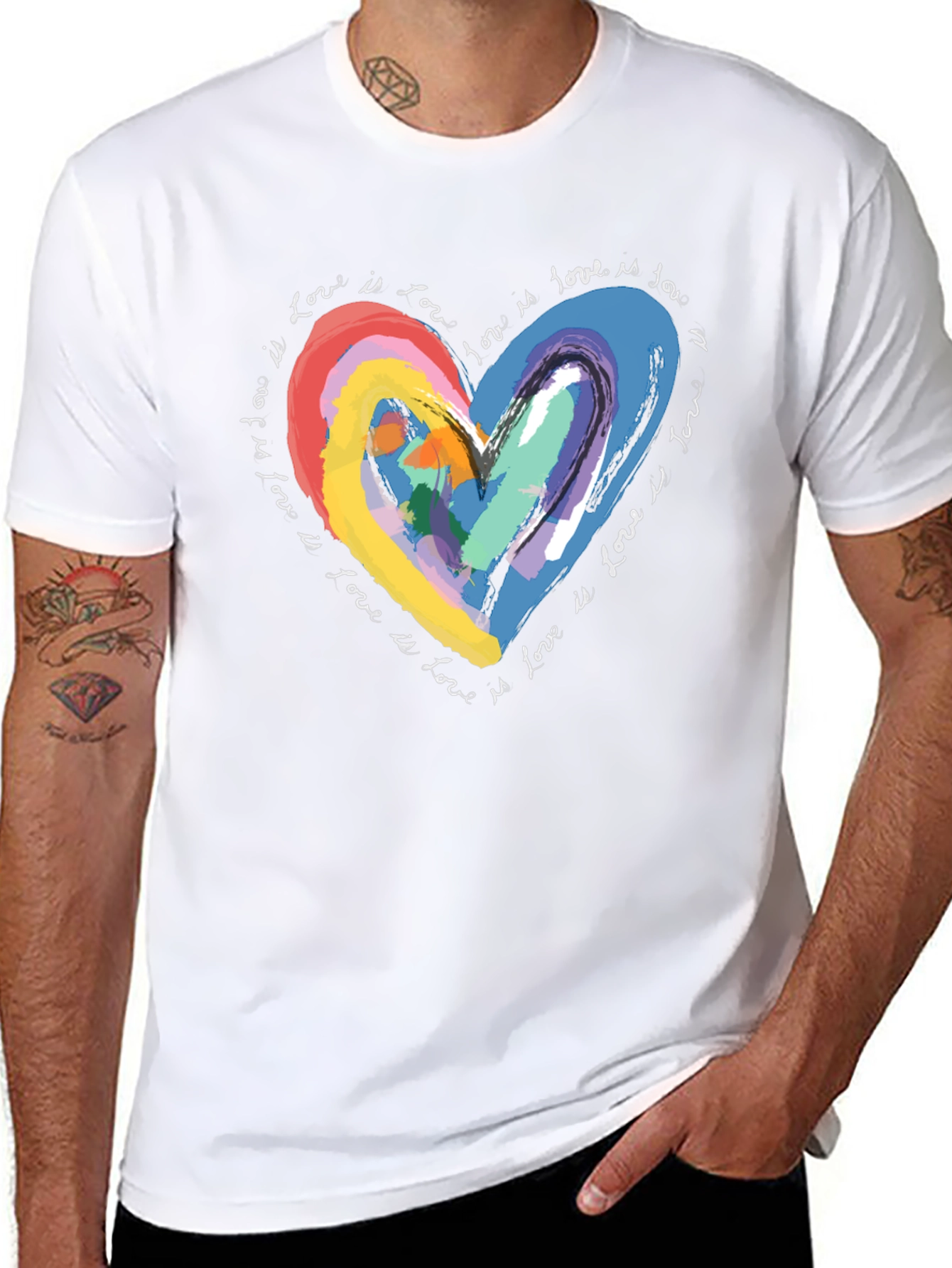 Rainbow Love Heart Graphic T-Shirt - Love is Love