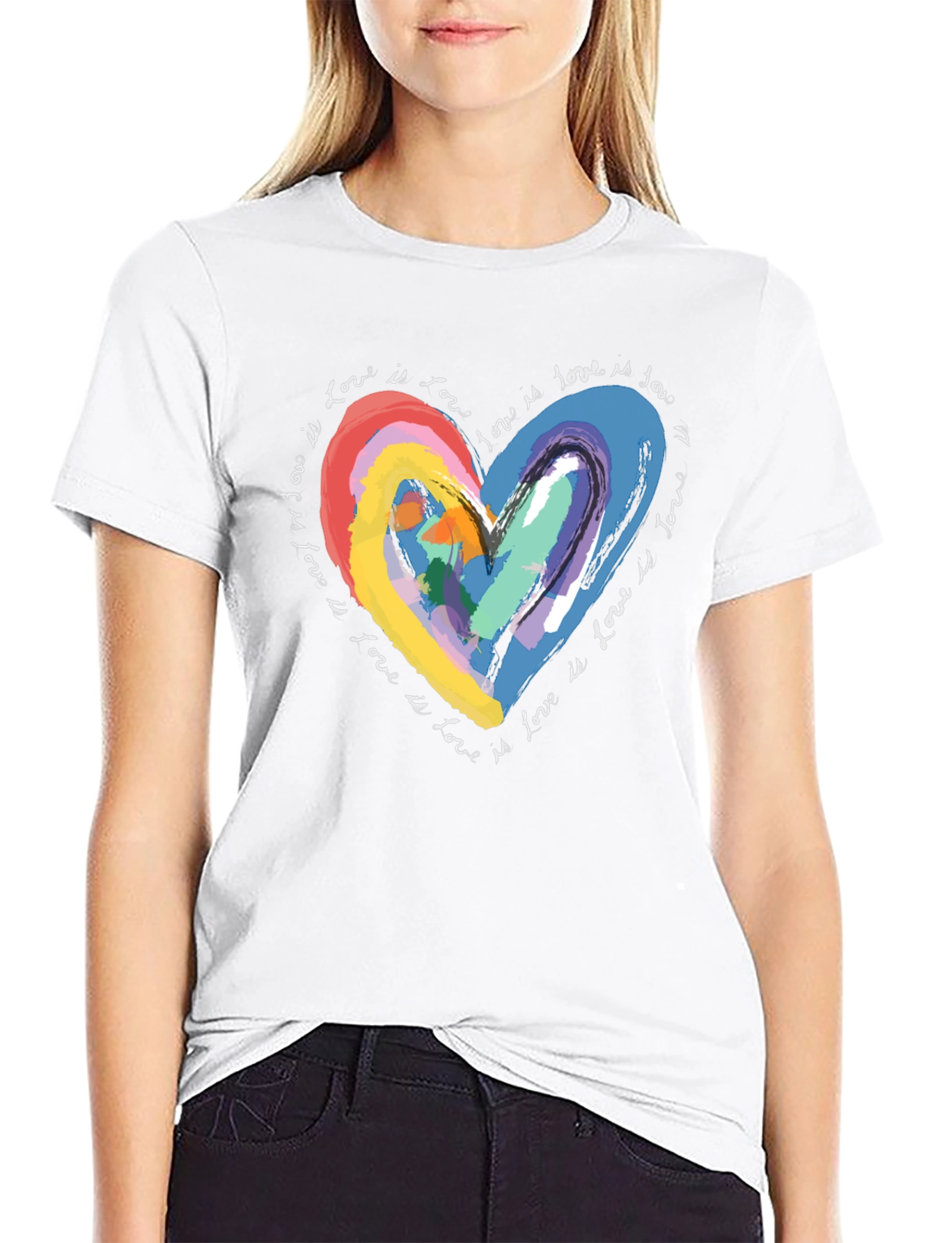 Rainbow Love Heart Graphic T-Shirt - Love is Love