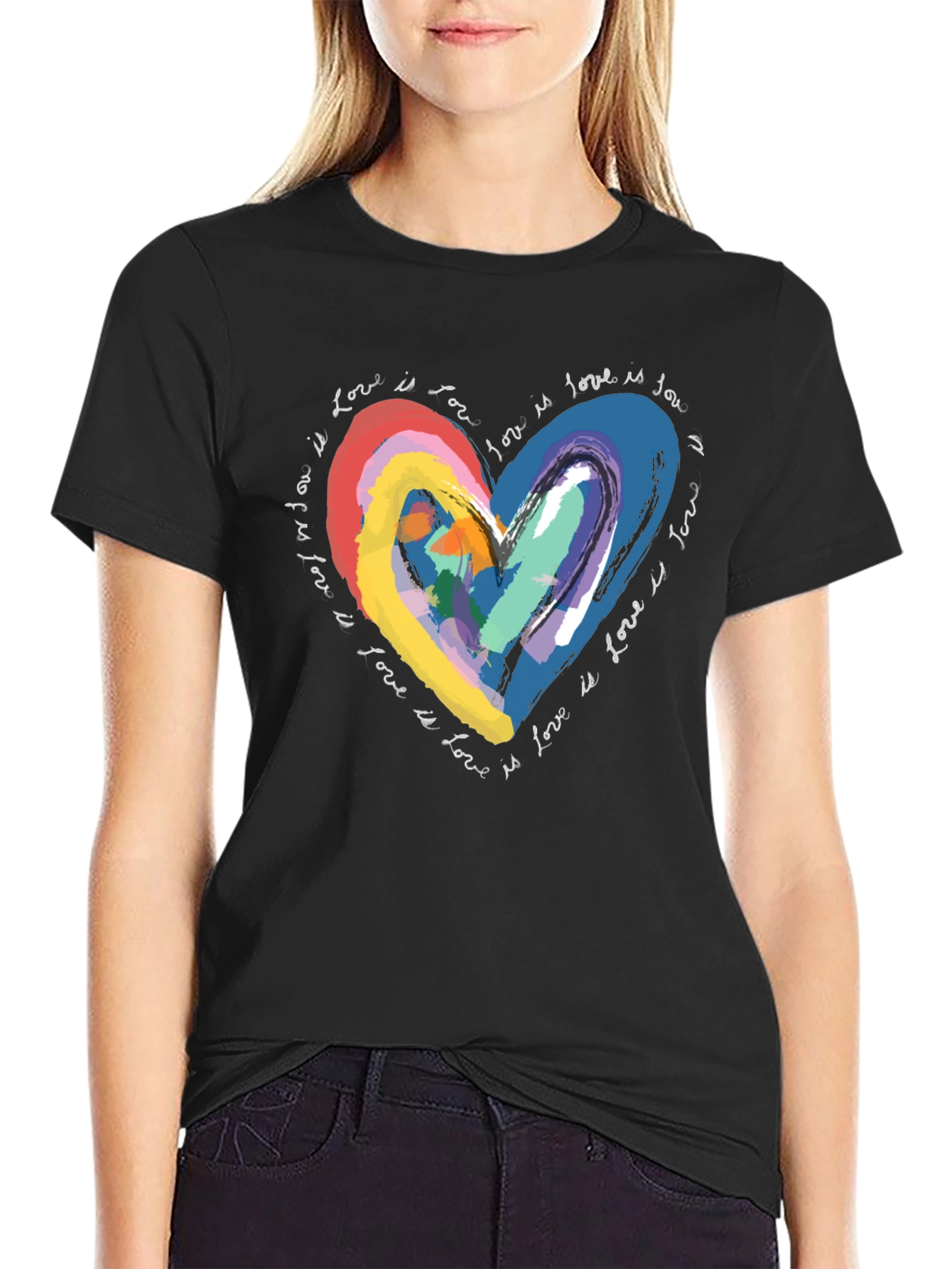 Rainbow Love Heart Graphic T-Shirt - Love is Love