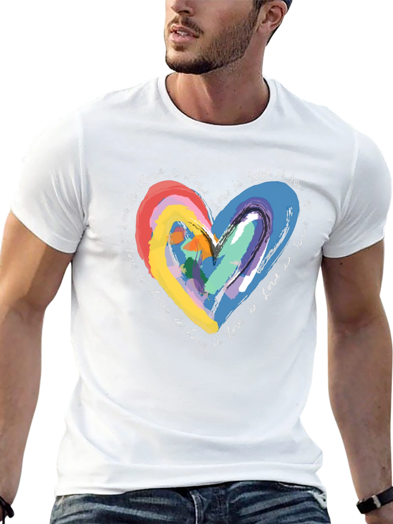 Rainbow Love Heart Graphic T-Shirt - Love is Love