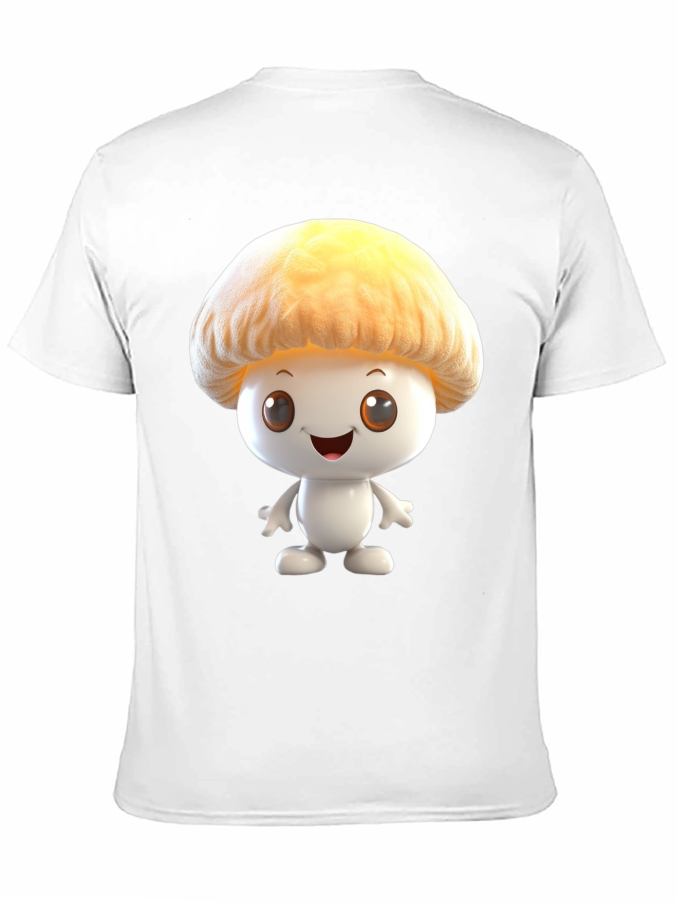 Mushroom Cartoon Graphic Tee - Black Cotton Blend Shirt