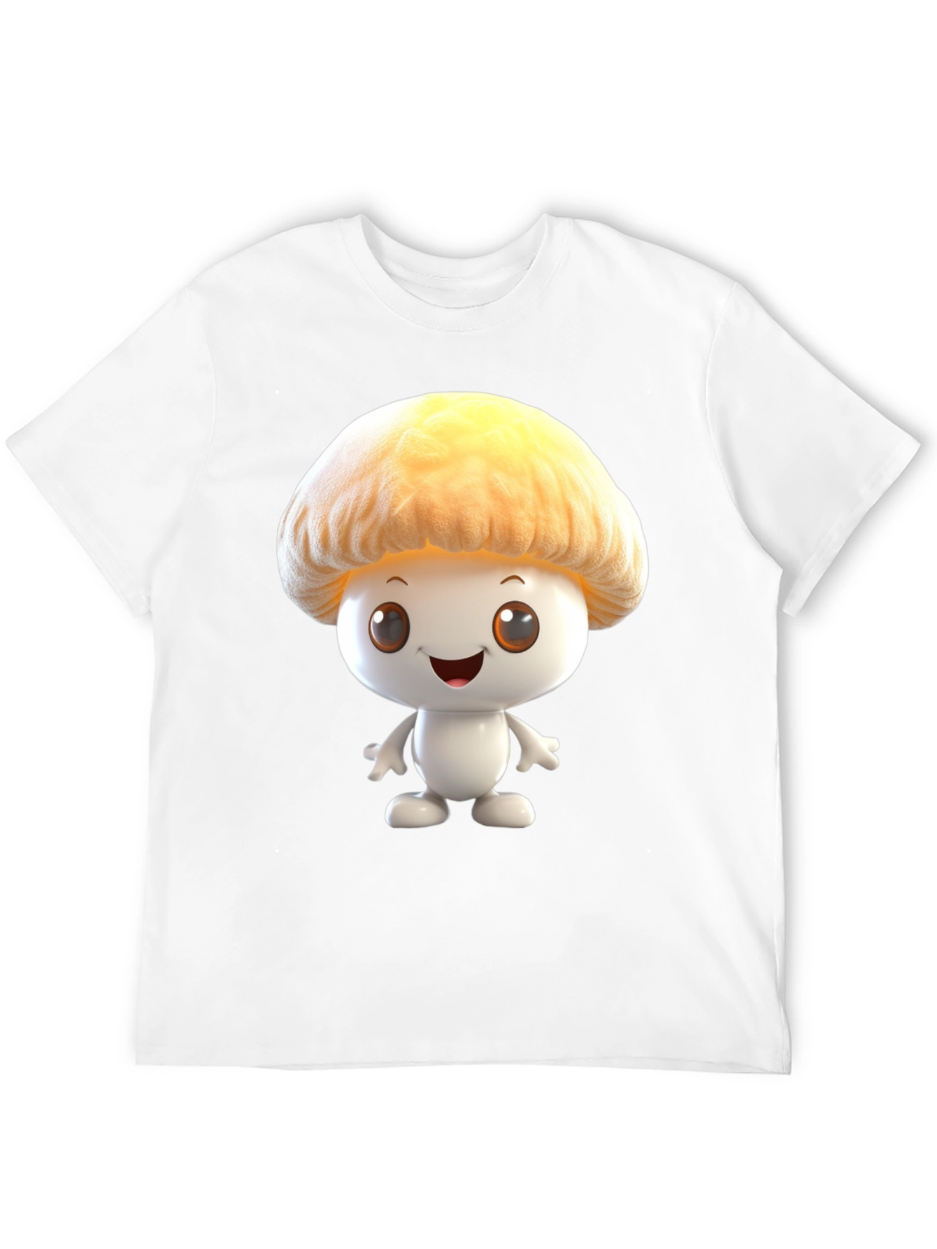 Mushroom Cartoon Graphic Tee - Black Cotton Blend Shirt