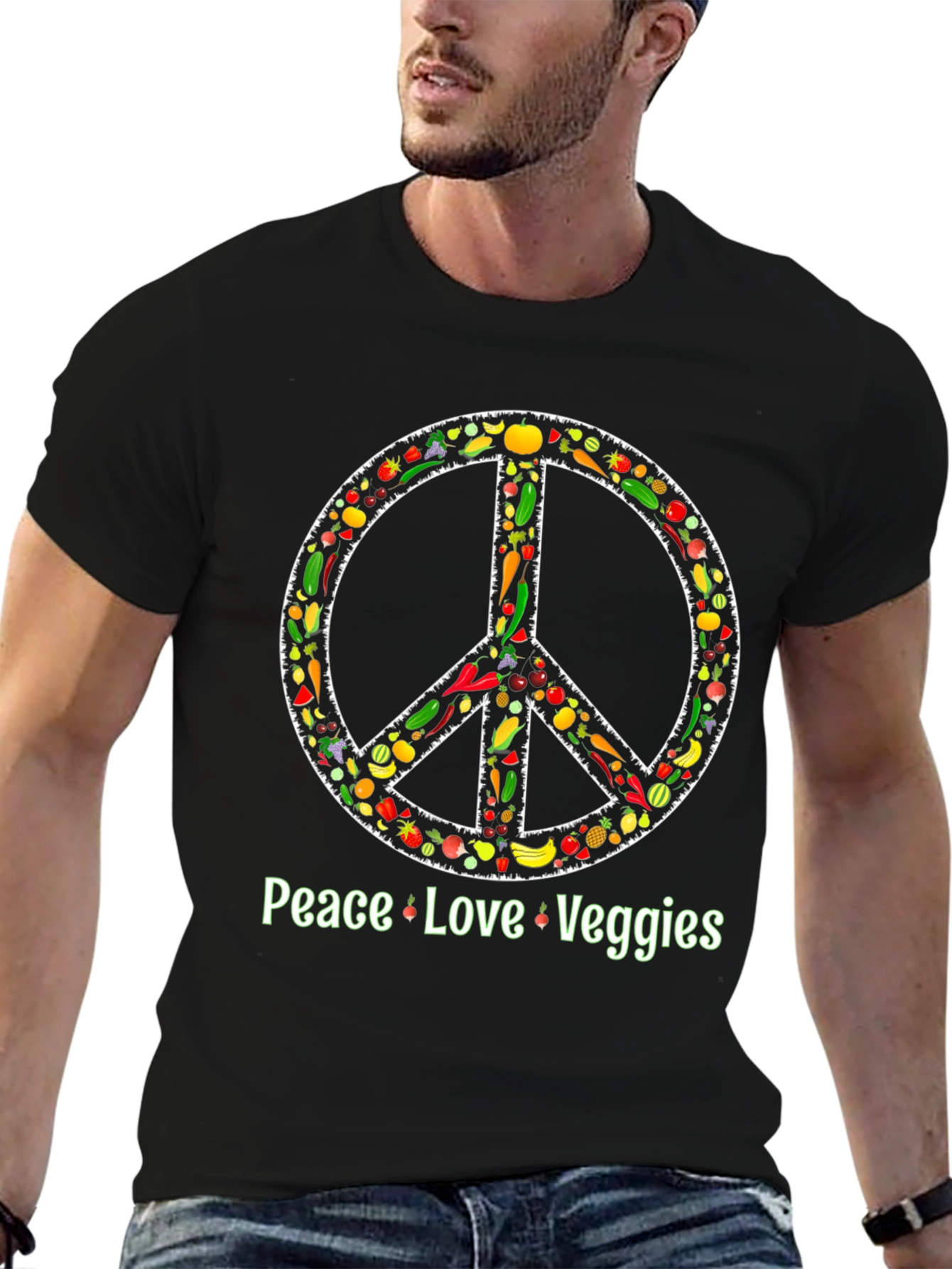 Peace Love Veggies T-Shirt - Vegetarian Vegan Shirt