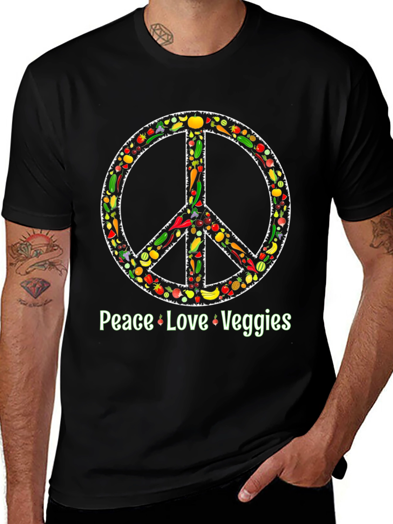 Peace Love Veggies T-Shirt - Vegetarian Vegan Shirt