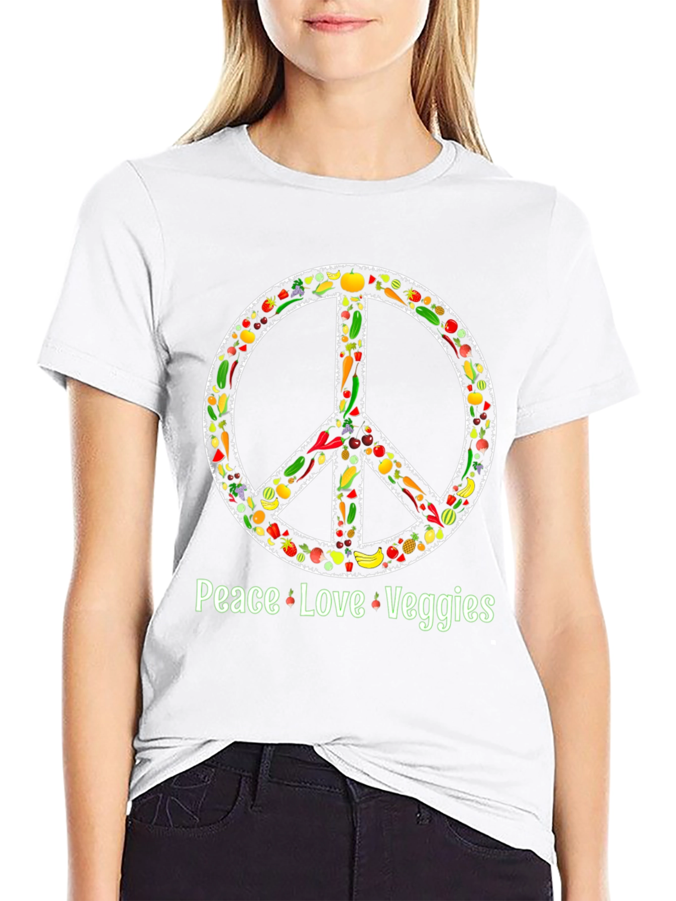 Peace Love Veggies T-Shirt - Vegetarian Vegan Shirt