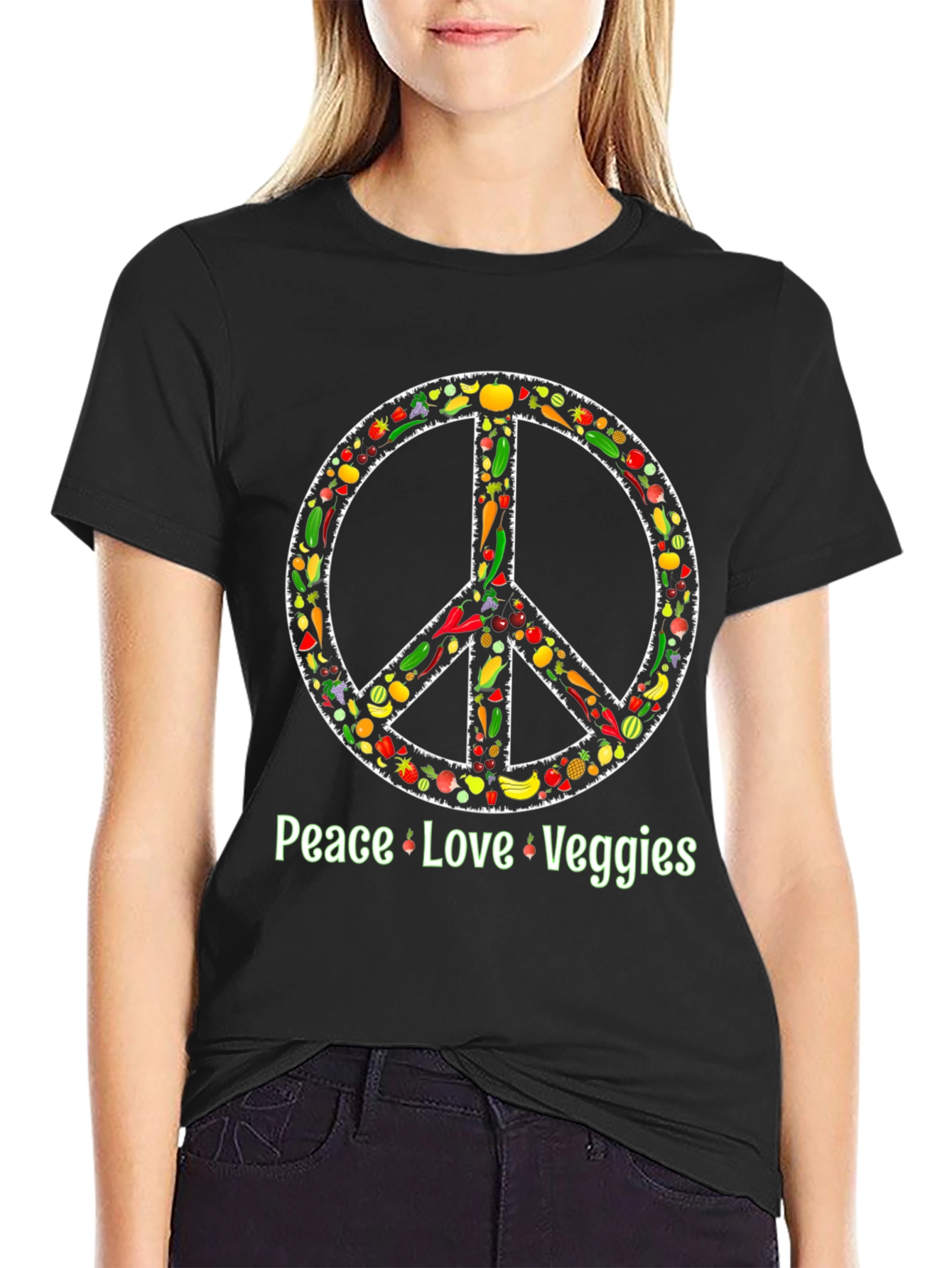 Peace Love Veggies T-Shirt - Vegetarian Vegan Shirt