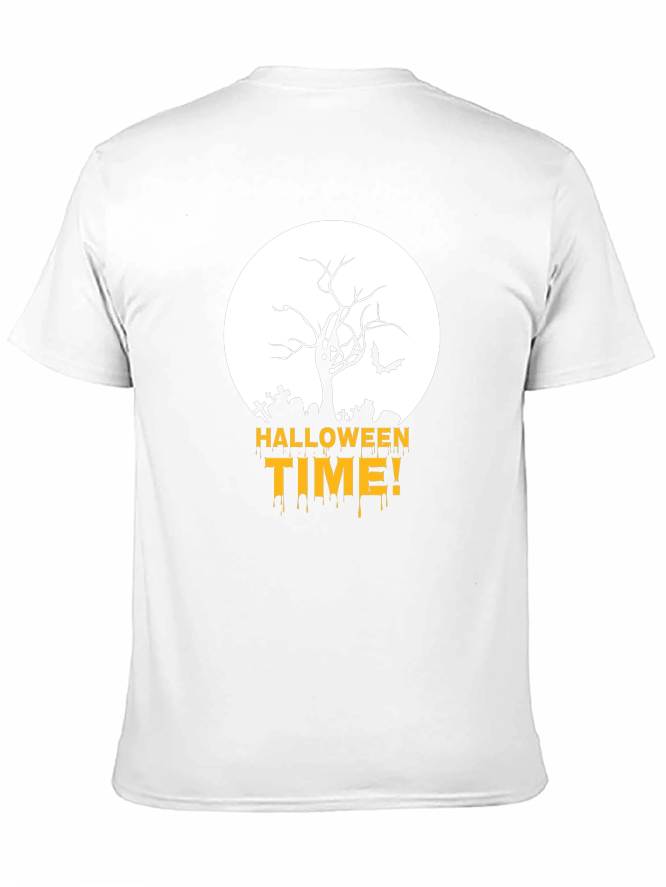 Halloween Time Black T-Shirt with Spooky Graveyard Design