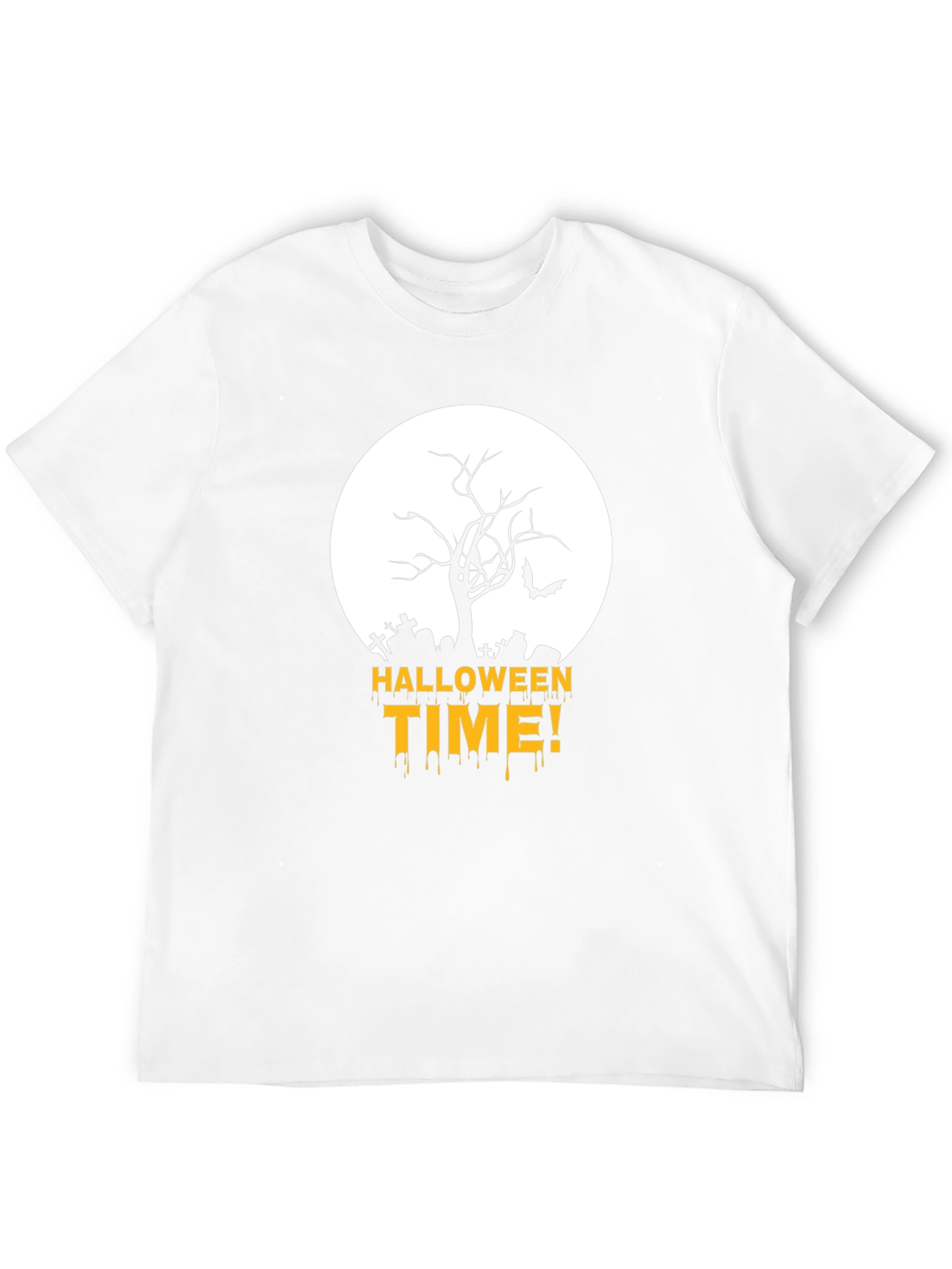Halloween Time Black T-Shirt with Spooky Graveyard Design