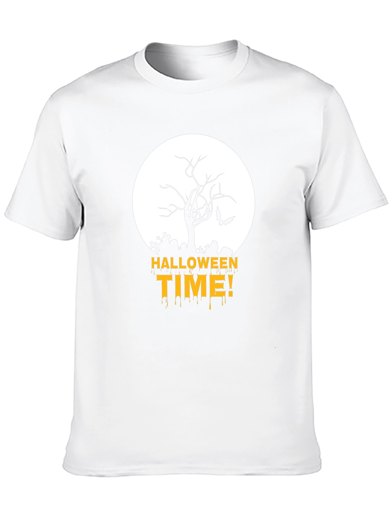 Halloween Time Black T-Shirt with Spooky Graveyard Design