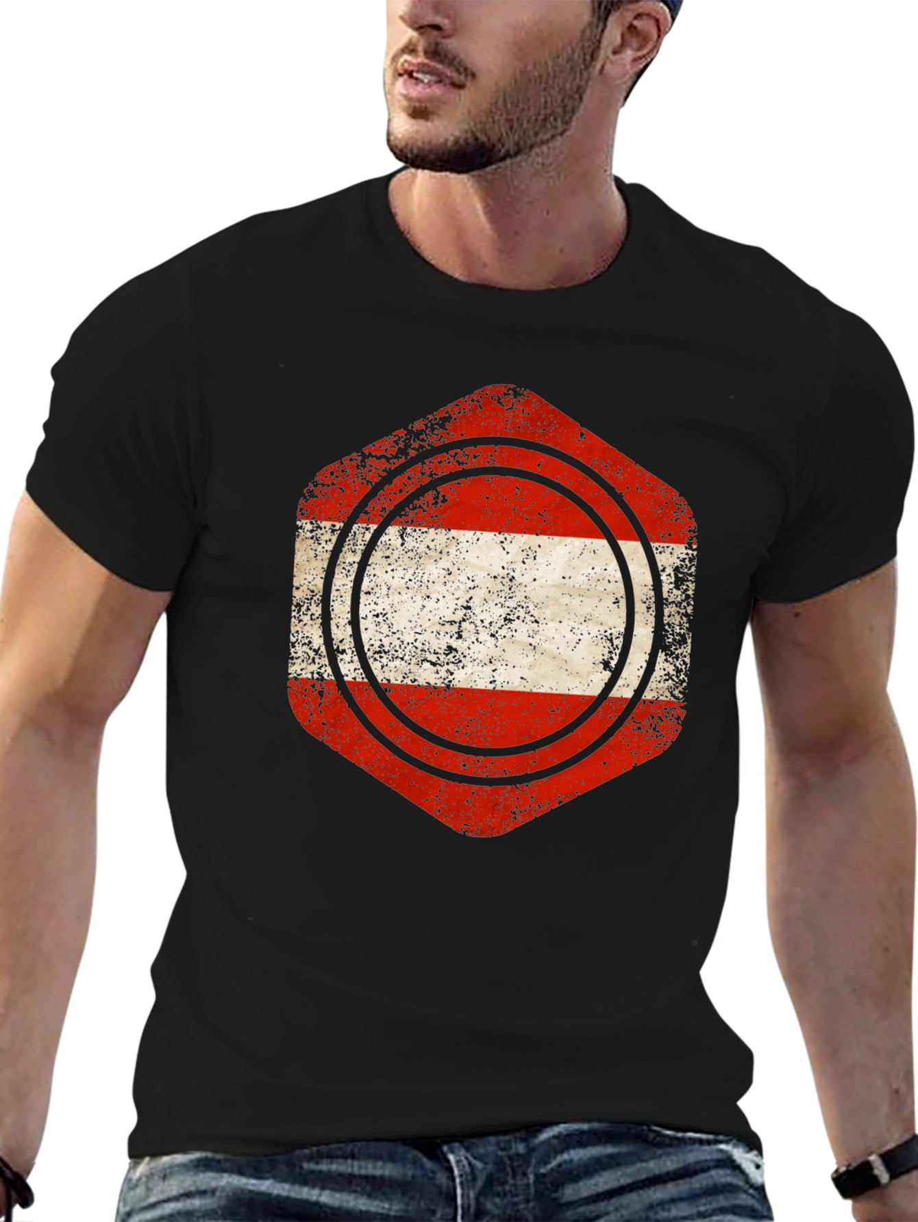 Austria Flag Distressed Graphic Tee