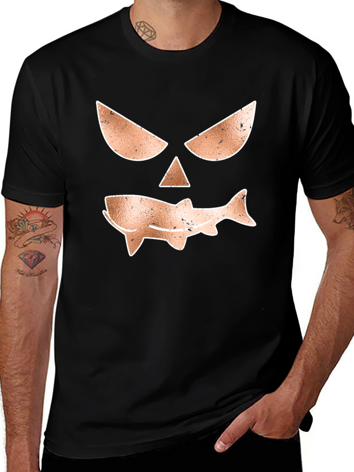 Spooky Shark Graphic Tee - Mens Black T-Shirt