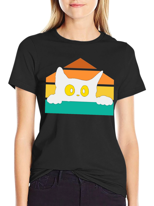 Retro Cat Peek T-Shirt - Black