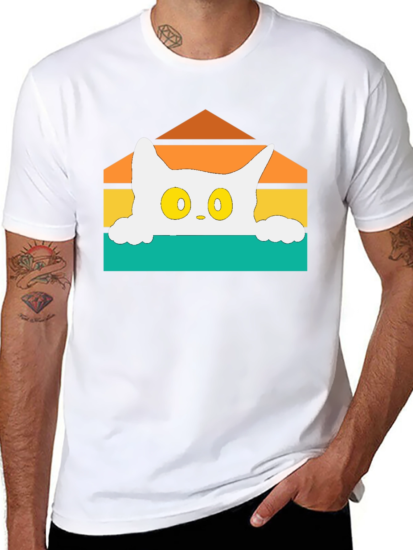 Retro Cat Peek T-Shirt - Black