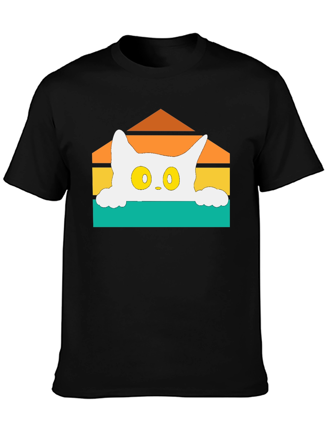 Retro Cat Peek T-Shirt - Black