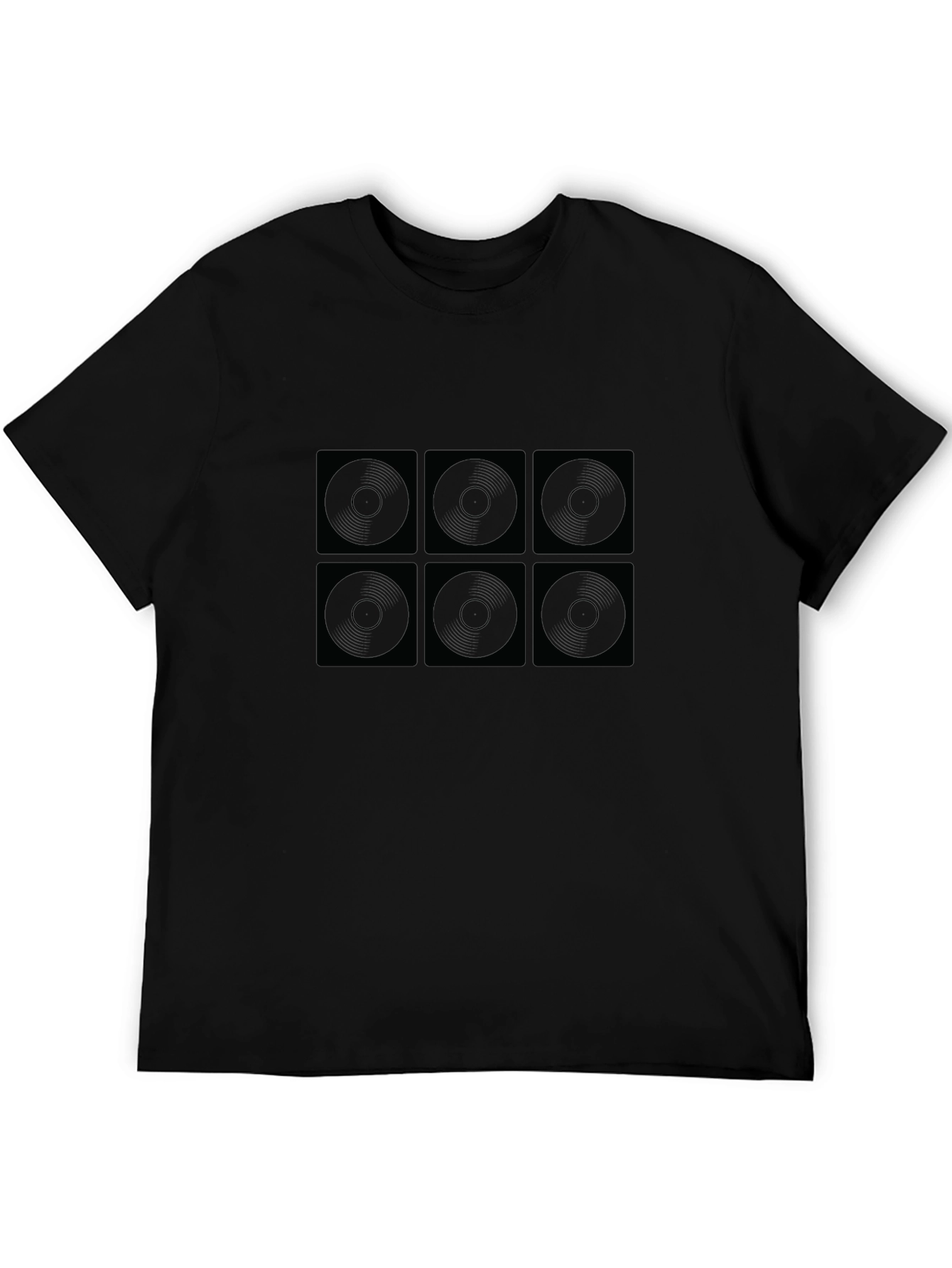 Geometric Circle Pattern T-Shirt - Black