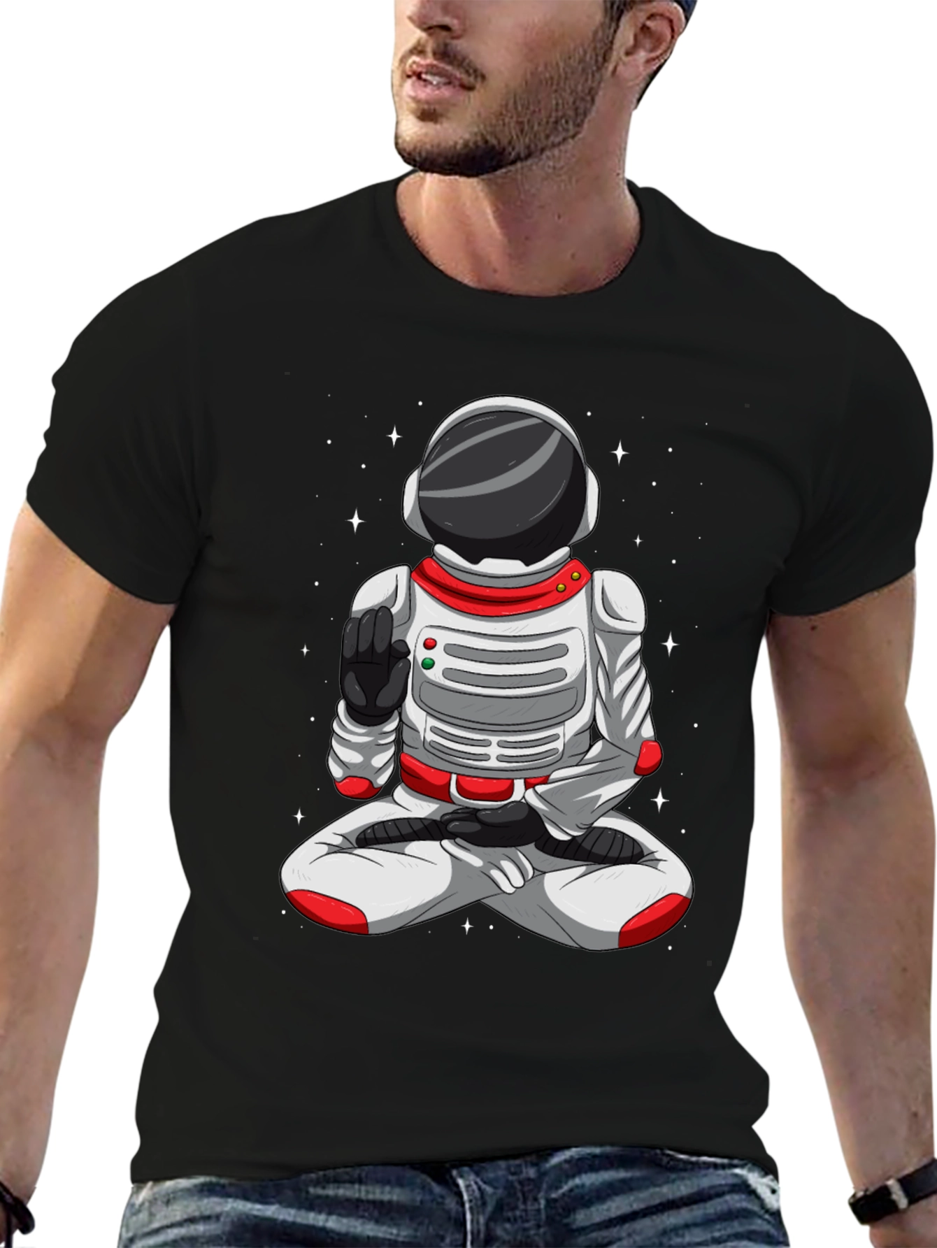 Meditating Astronaut T-Shirt - Space Yoga Tee