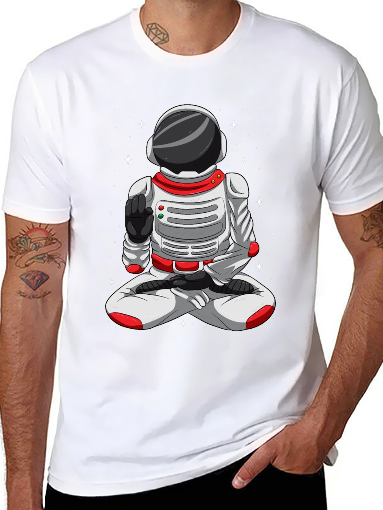 Meditating Astronaut T-Shirt - Space Yoga Tee