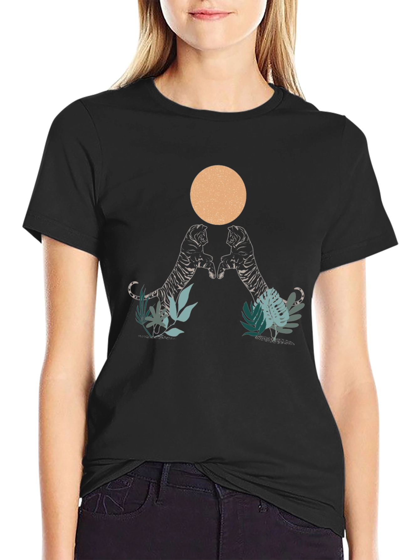 Tiger Graphic Tee - Mens Black Crew Neck T-Shirt
