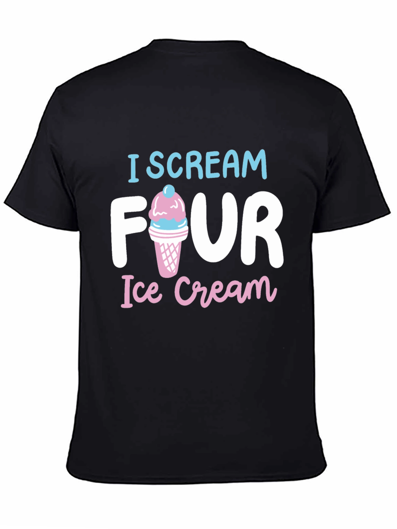 I Scream Four Ice Cream Black T-Shirt