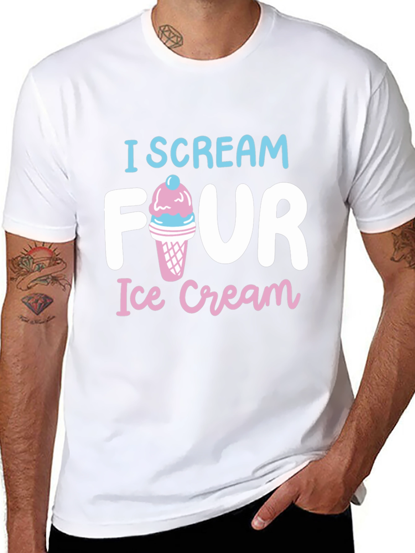 I Scream Four Ice Cream Black T-Shirt