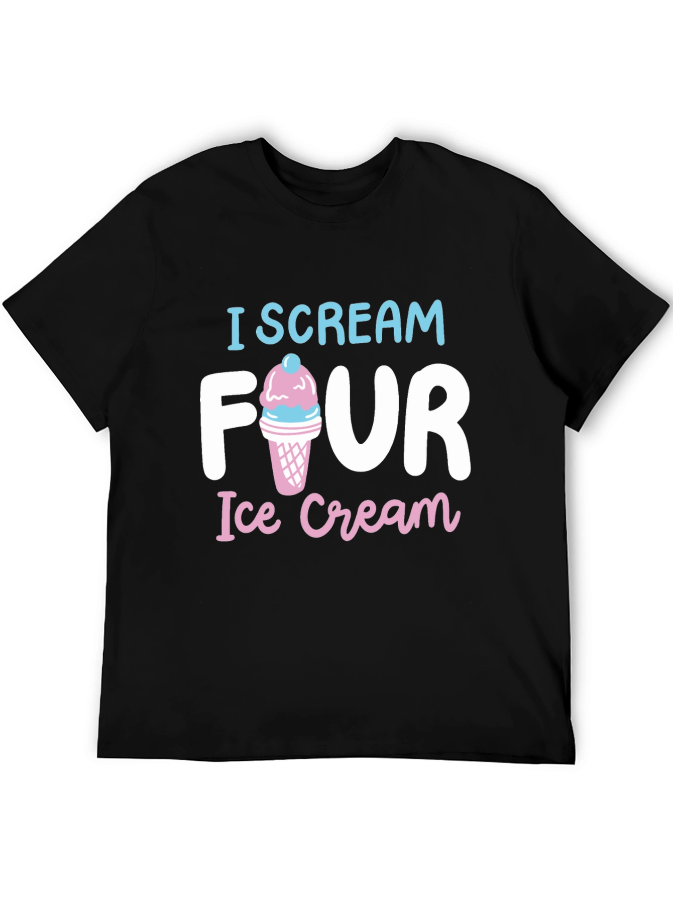 I Scream Four Ice Cream Black T-Shirt