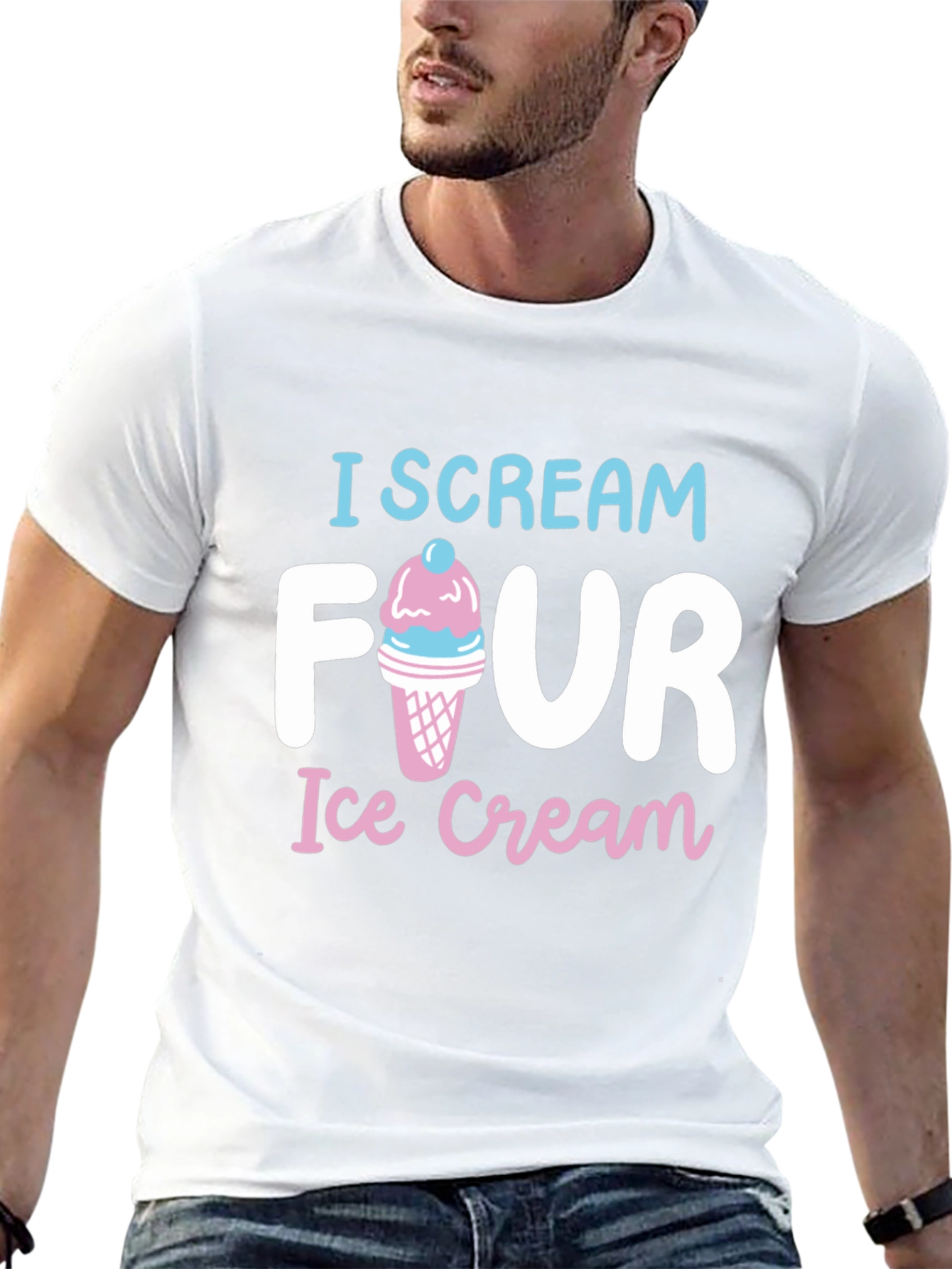 I Scream Four Ice Cream Black T-Shirt