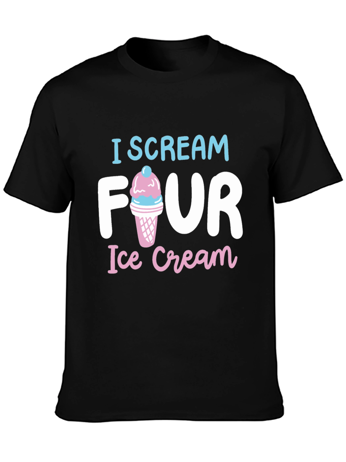 I Scream Four Ice Cream Black T-Shirt
