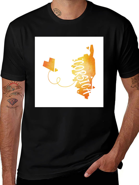 Corsica Map Graphic Tee - Black Cotton T-Shirt