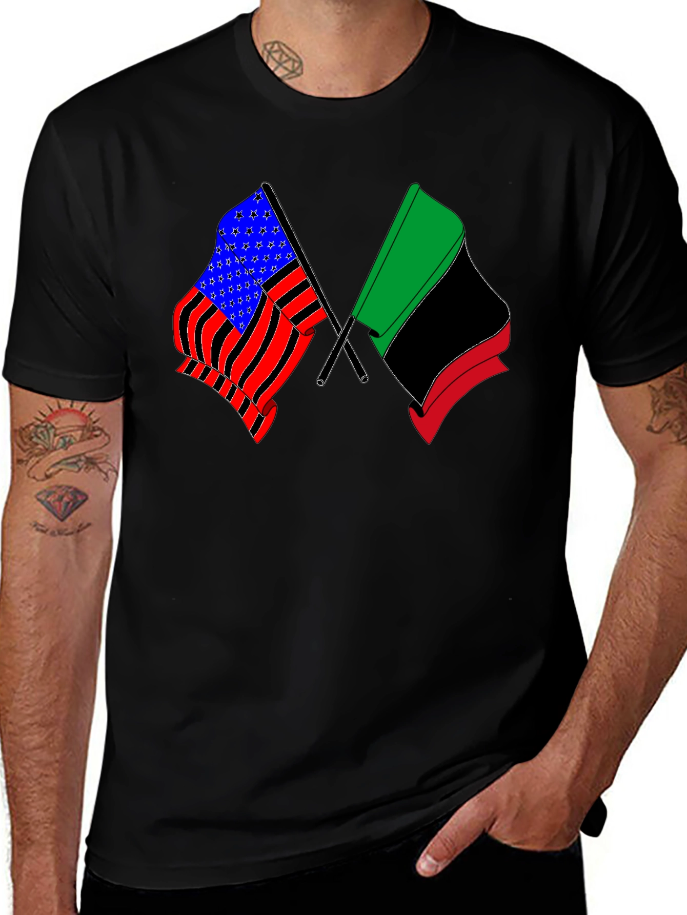 Dual Flag Graphic Tee - Patriot & Pan-African Pride