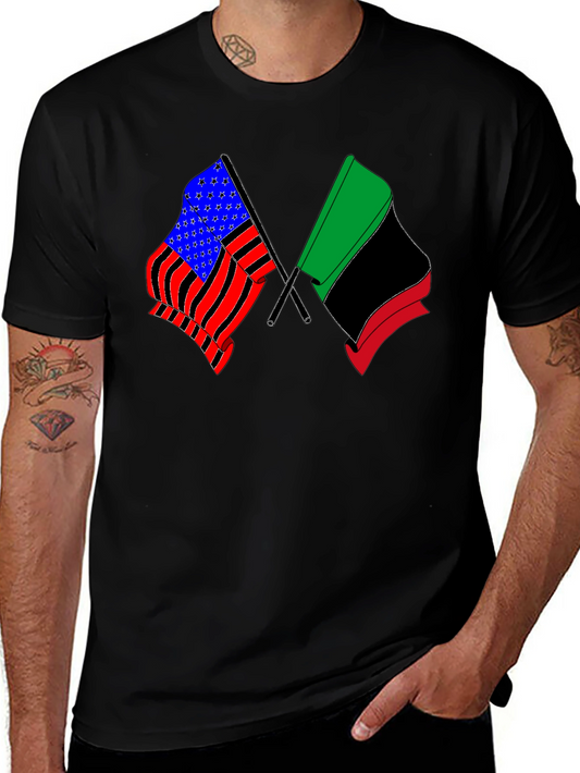 Dual Flag Graphic Tee - Patriot & Pan-African Pride