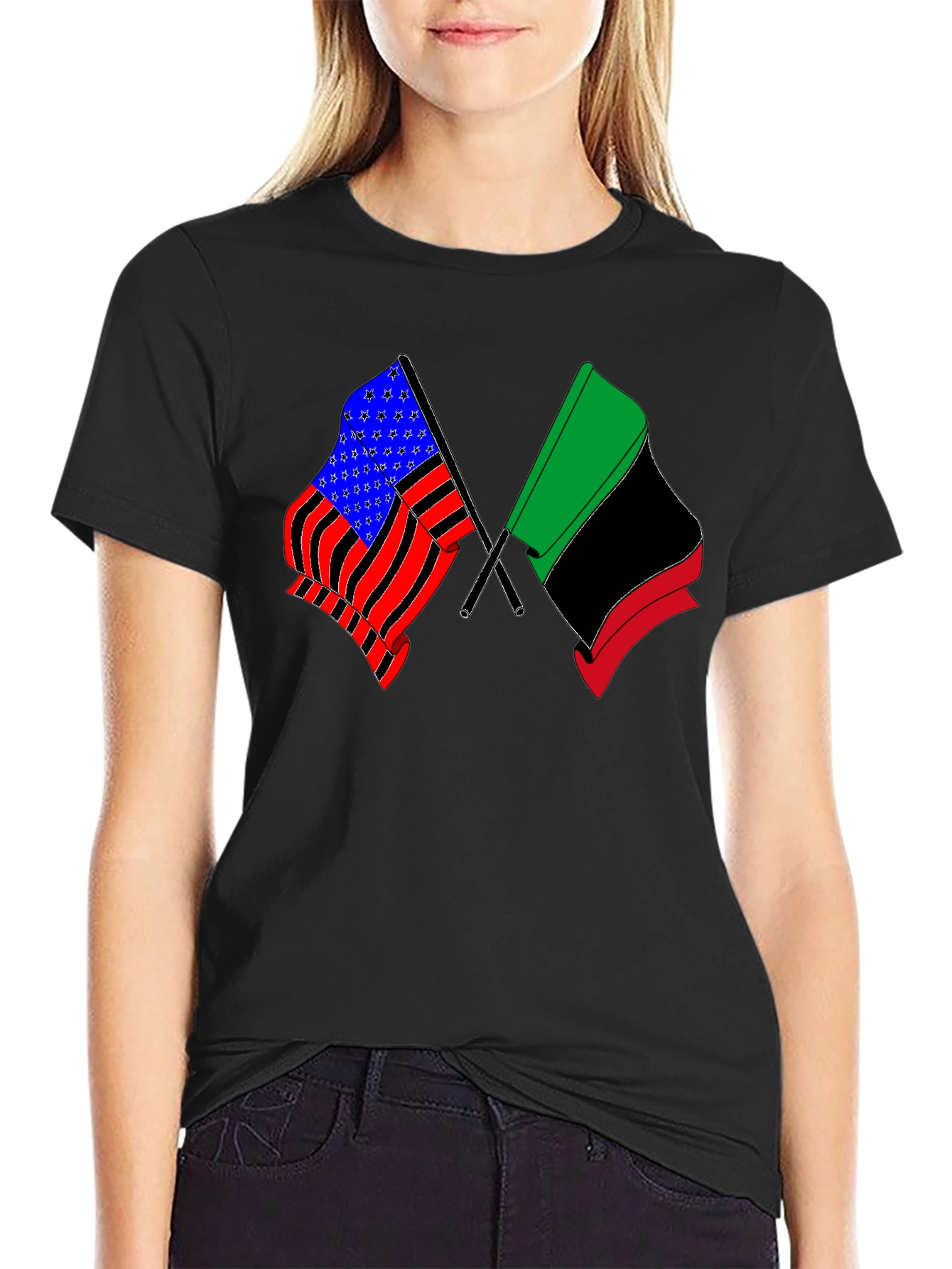 Dual Flag Graphic Tee - Patriot & Pan-African Pride