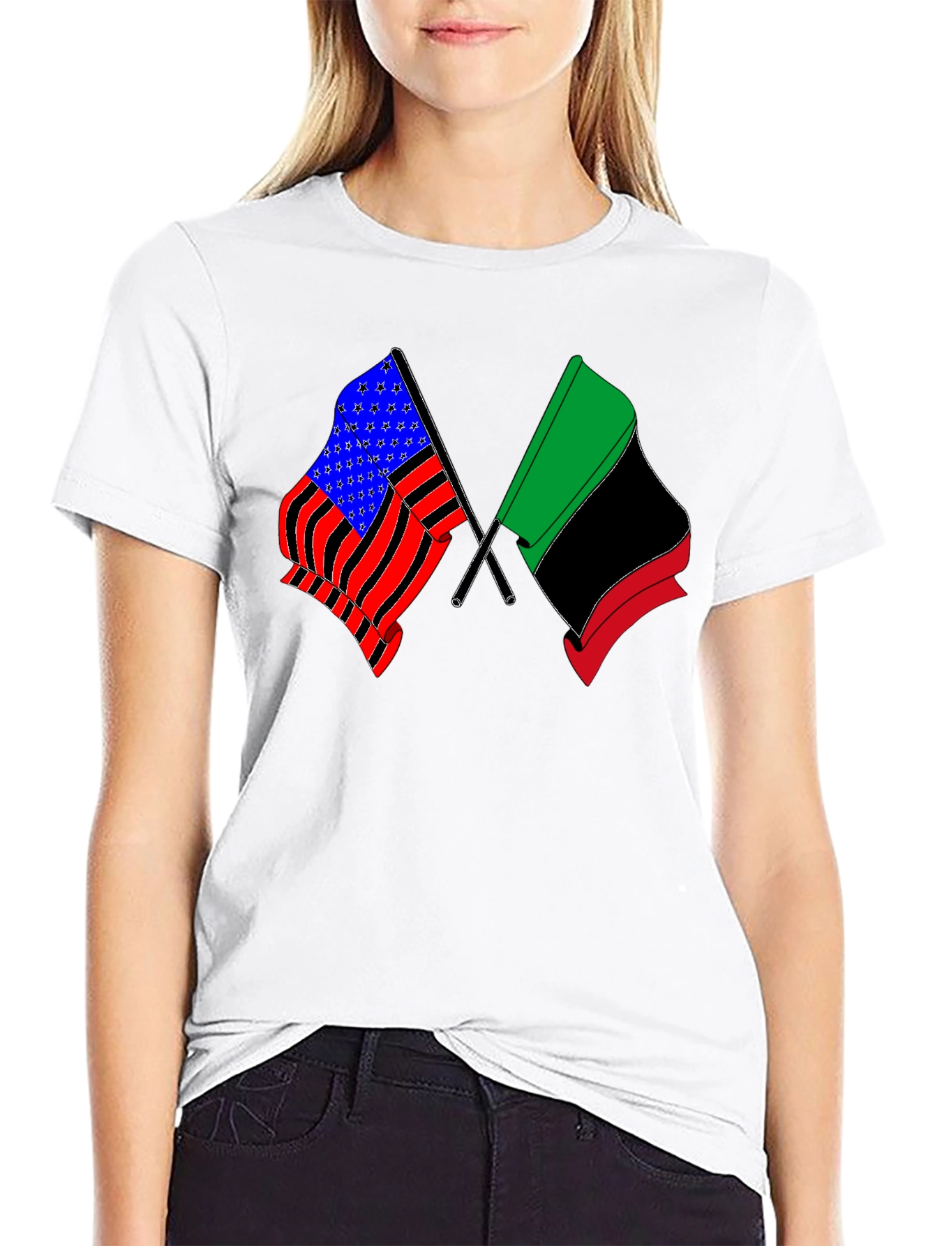 Dual Flag Graphic Tee - Patriot & Pan-African Pride