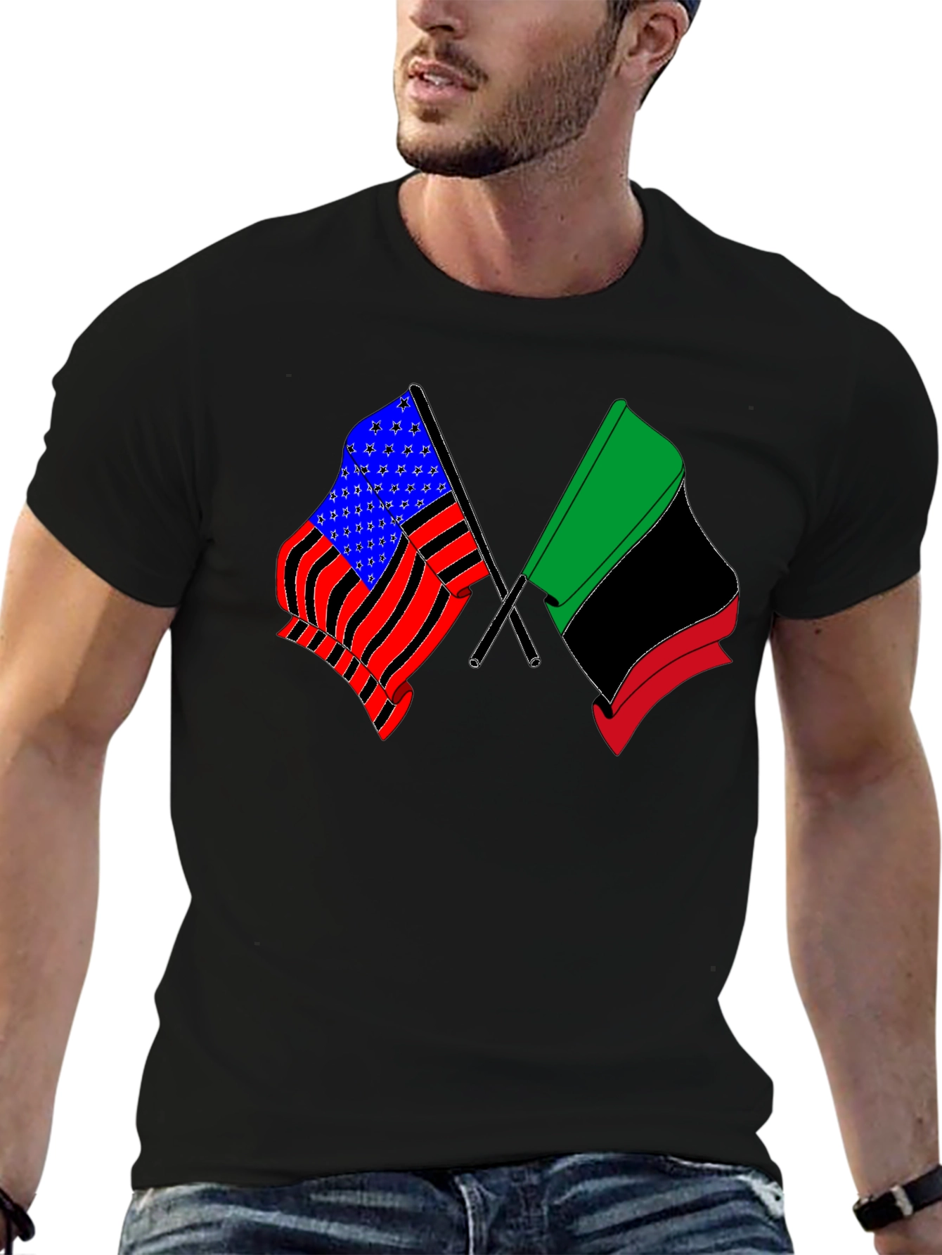 Dual Flag Graphic Tee - Patriot & Pan-African Pride