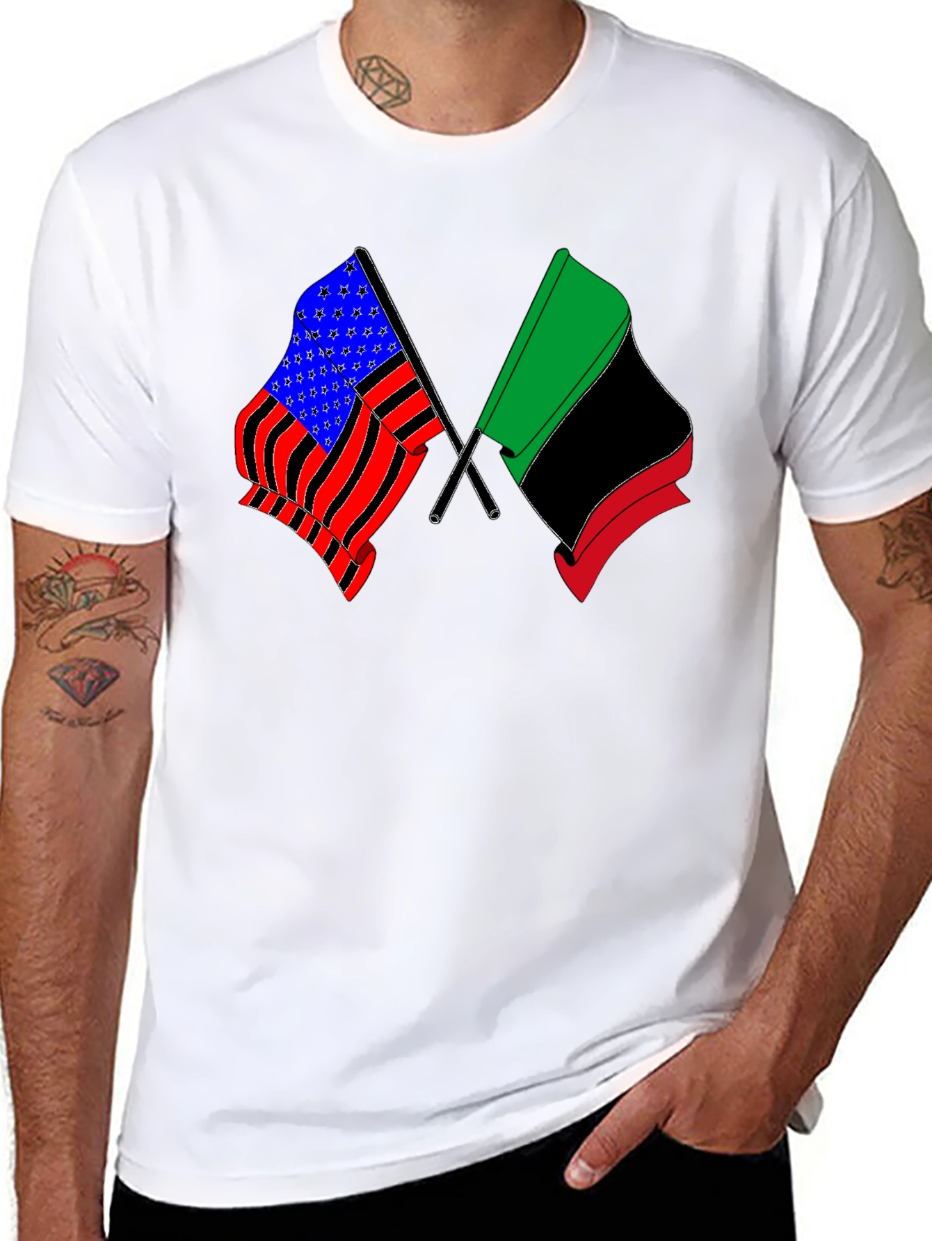 Dual Flag Graphic Tee - Patriot & Pan-African Pride
