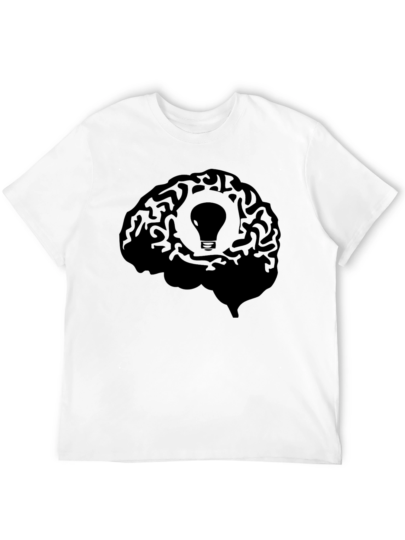 Brain Idea Light Bulb Graphic T-Shirt - Black
