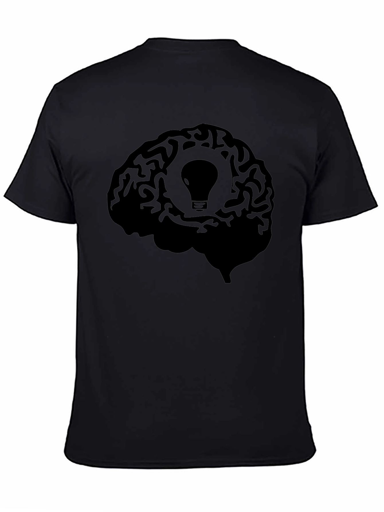 Brain Idea Light Bulb Graphic T-Shirt - Black