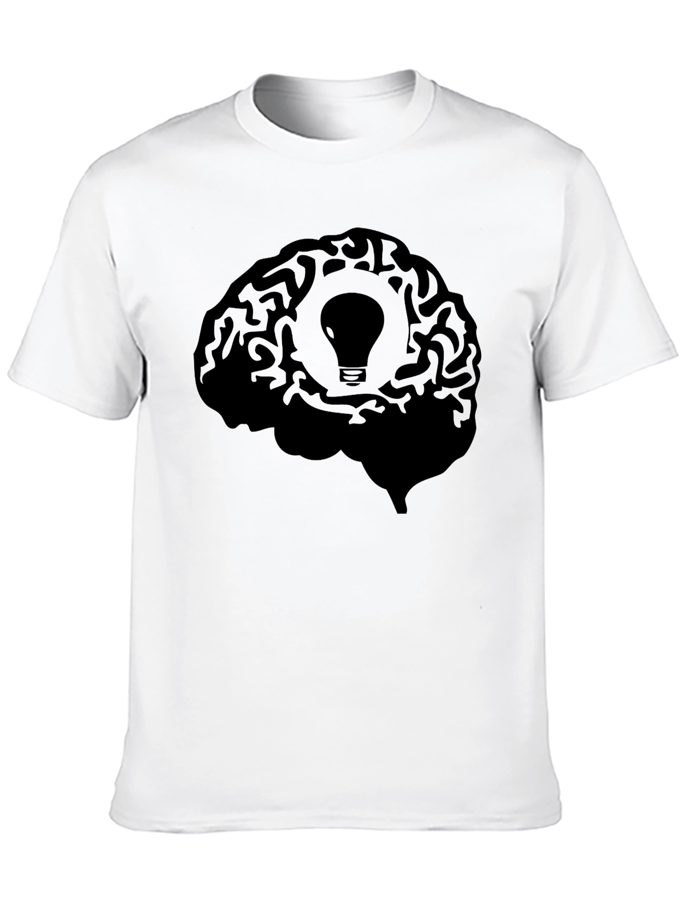 Brain Idea Light Bulb Graphic T-Shirt - Black
