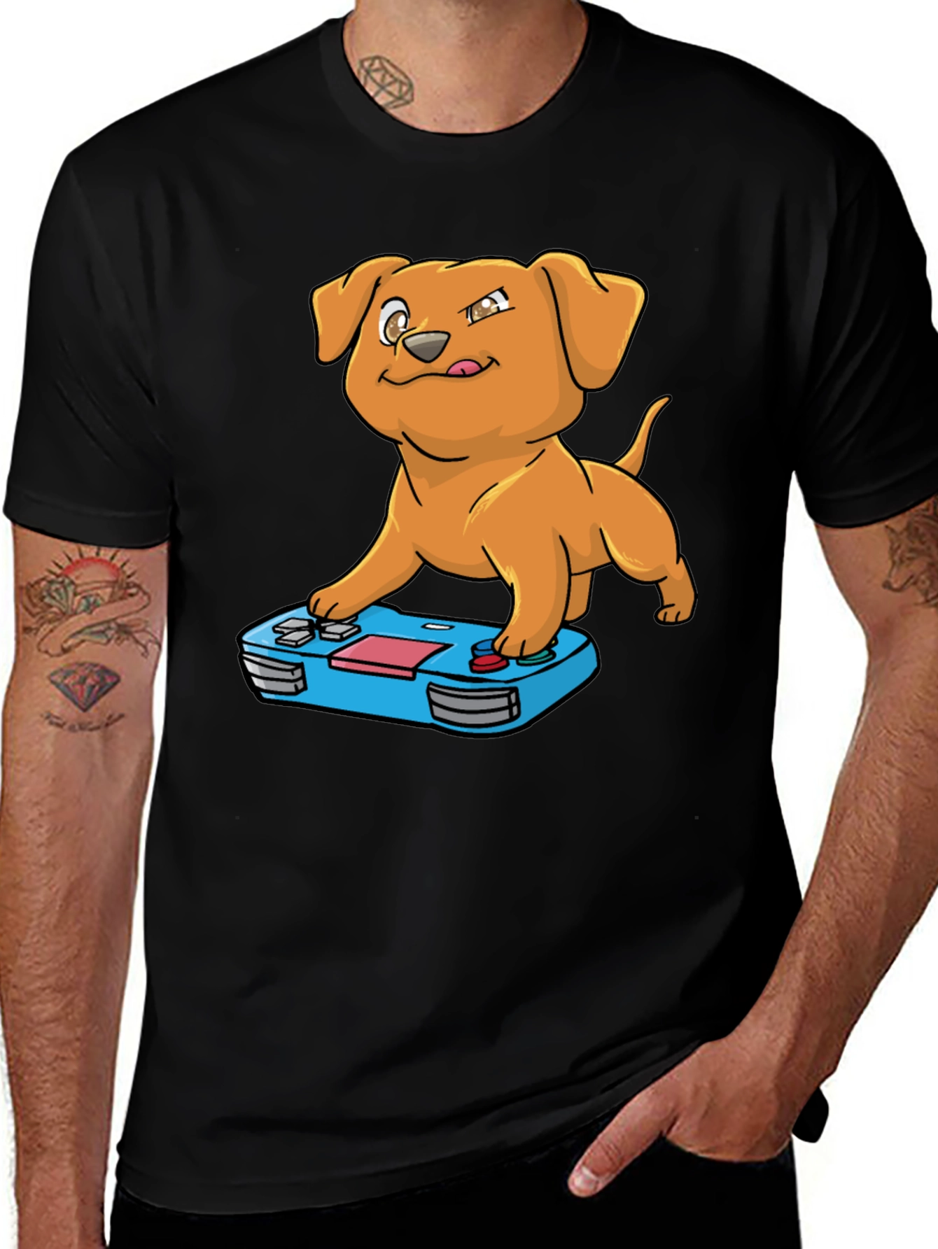 Gamer Dog T-Shirt - Black Cotton Tee
