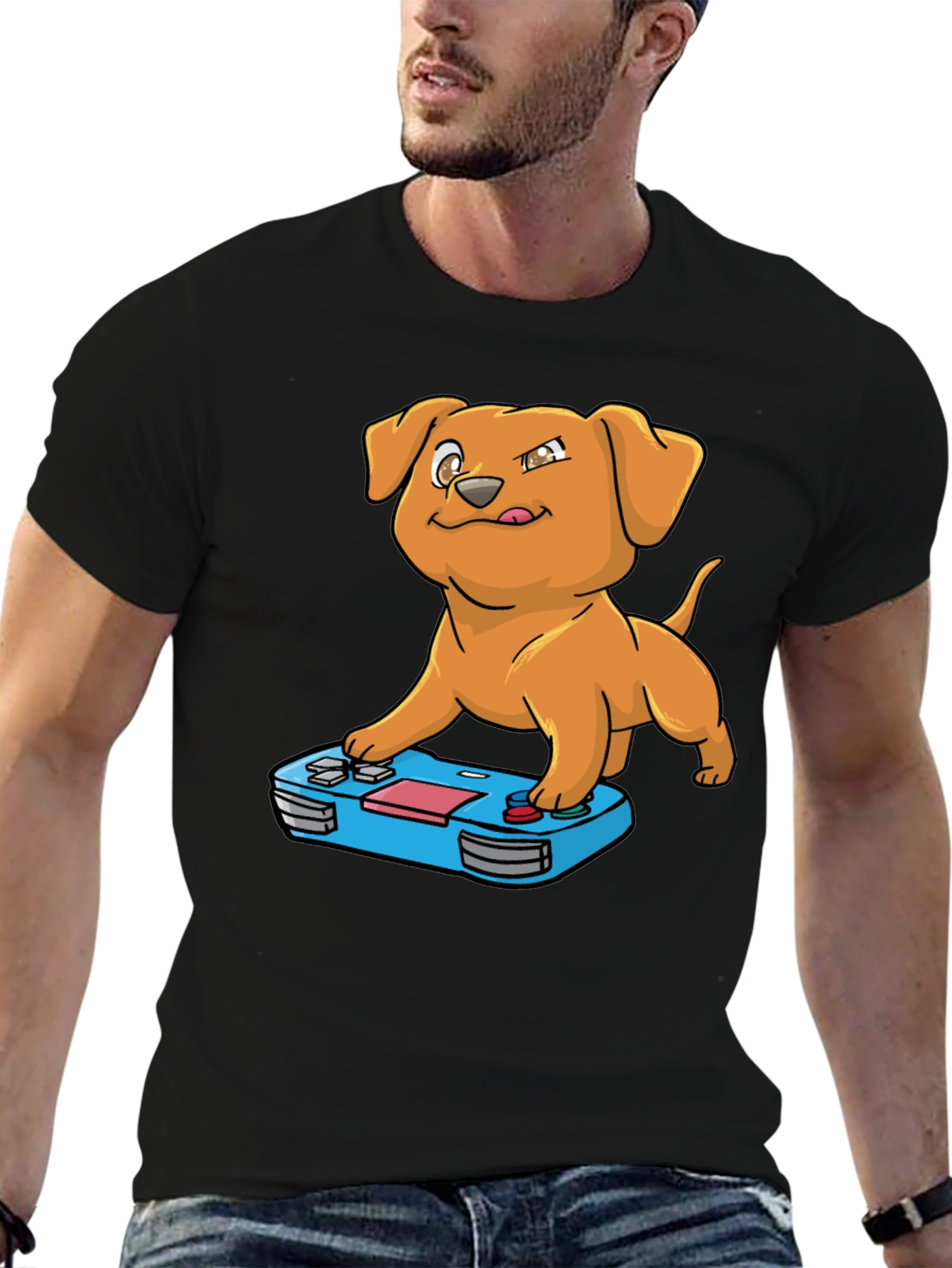 Gamer Dog T-Shirt - Black Cotton Tee