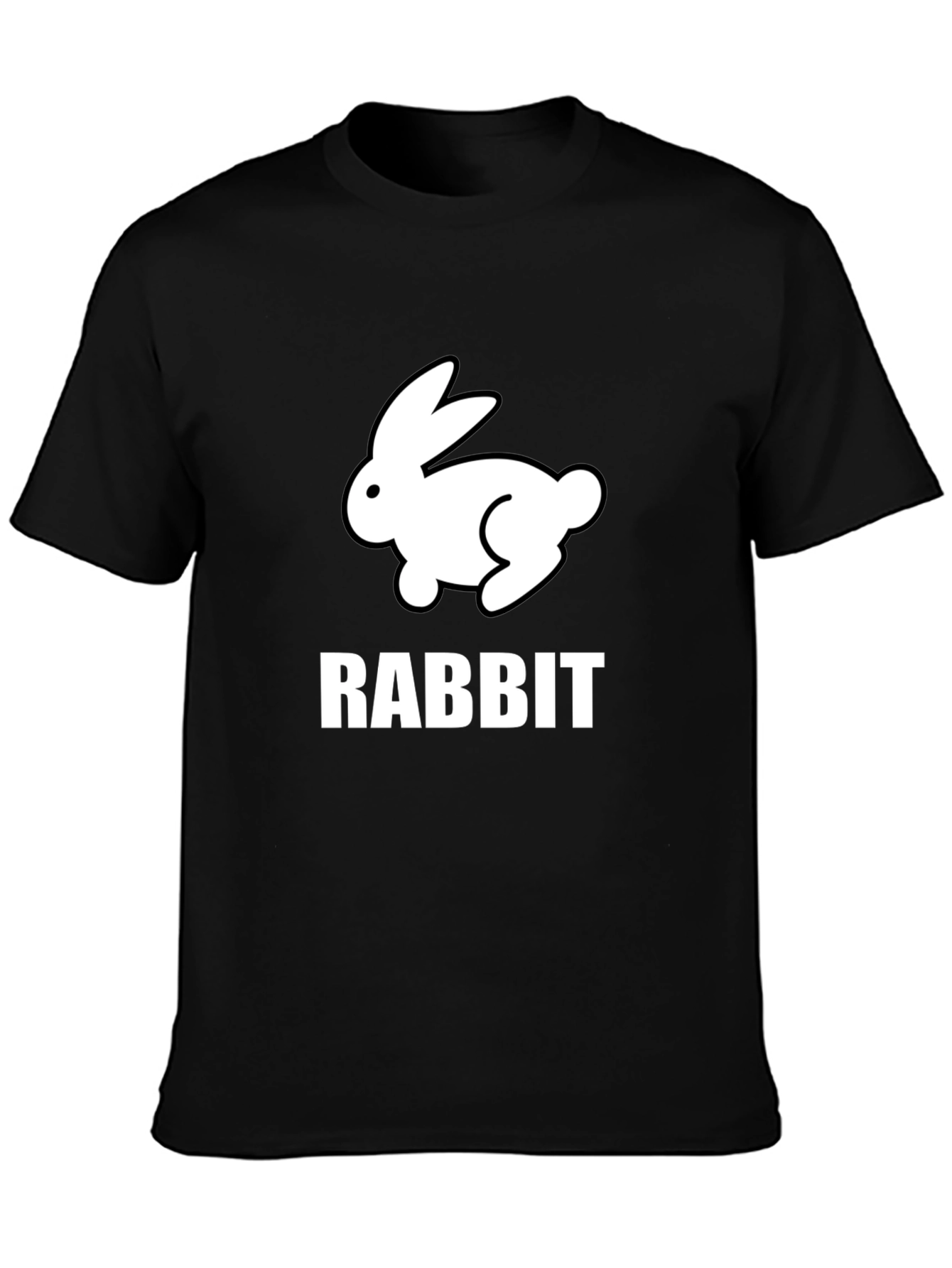 Rabbit Graphic Tee - Black Cotton Casual T-Shirt