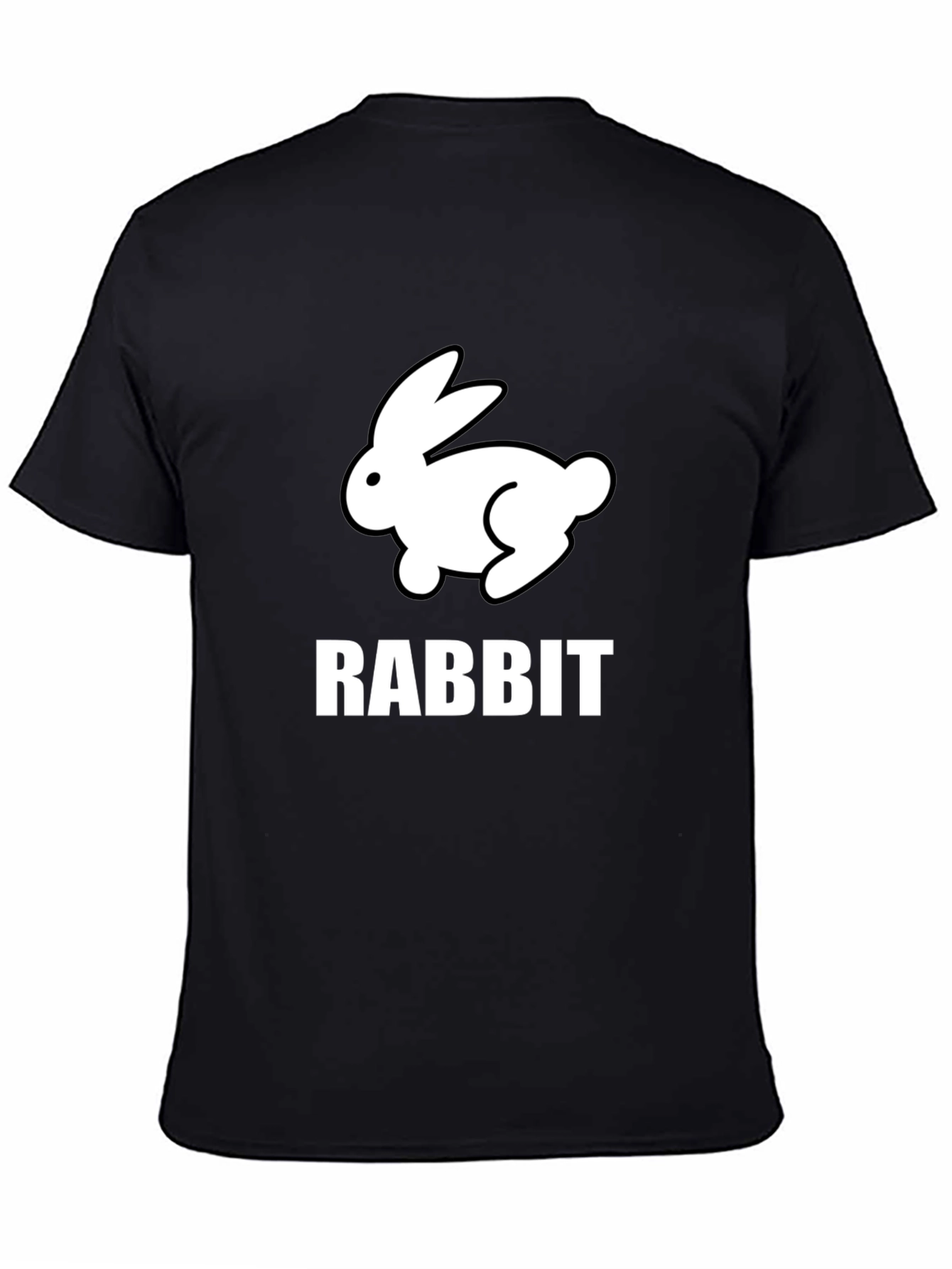 Rabbit Graphic Tee - Black Cotton Casual T-Shirt