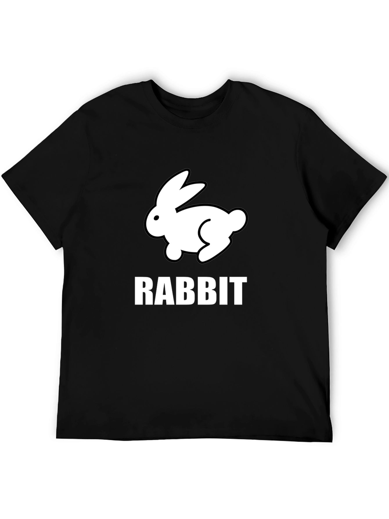 Rabbit Graphic Tee - Black Cotton Casual T-Shirt